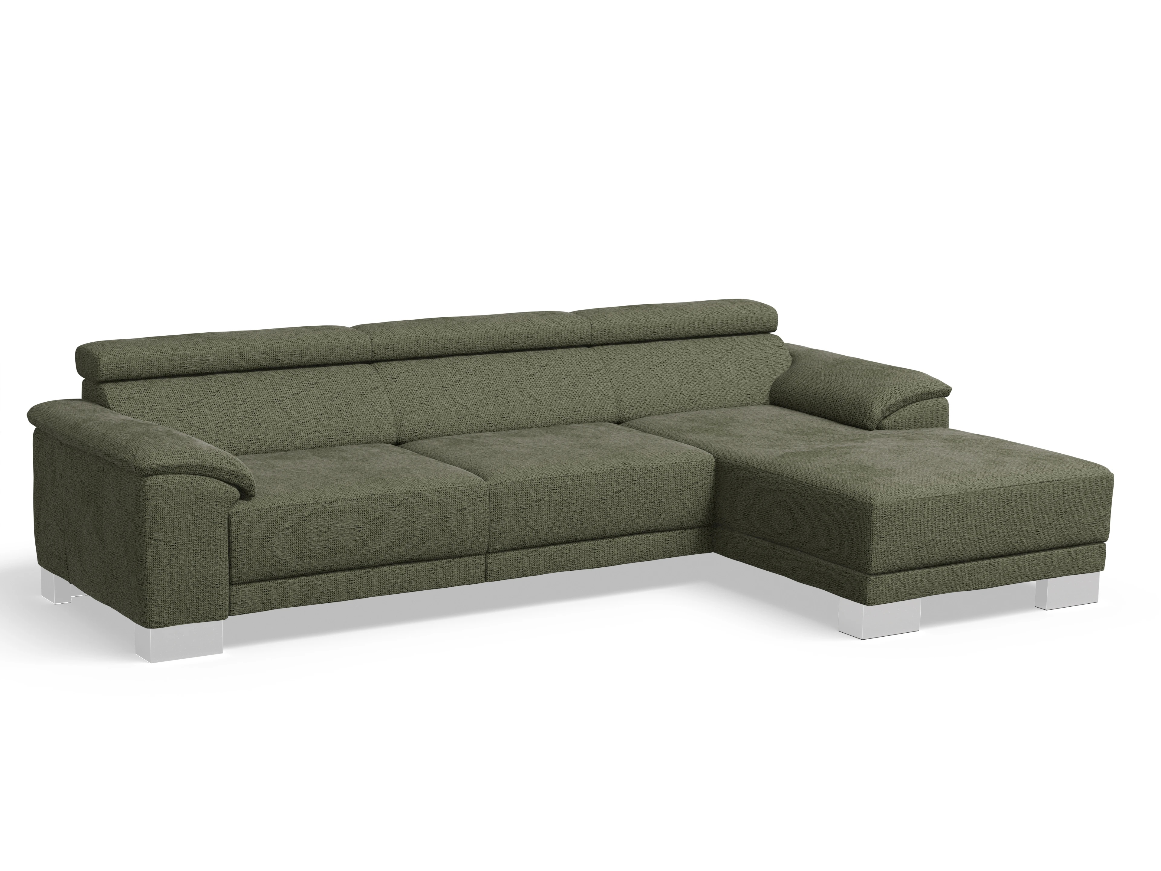 Ansicht des Produktes Antonio Ecksofa rechts Abschluss offen in Stoff Grün
