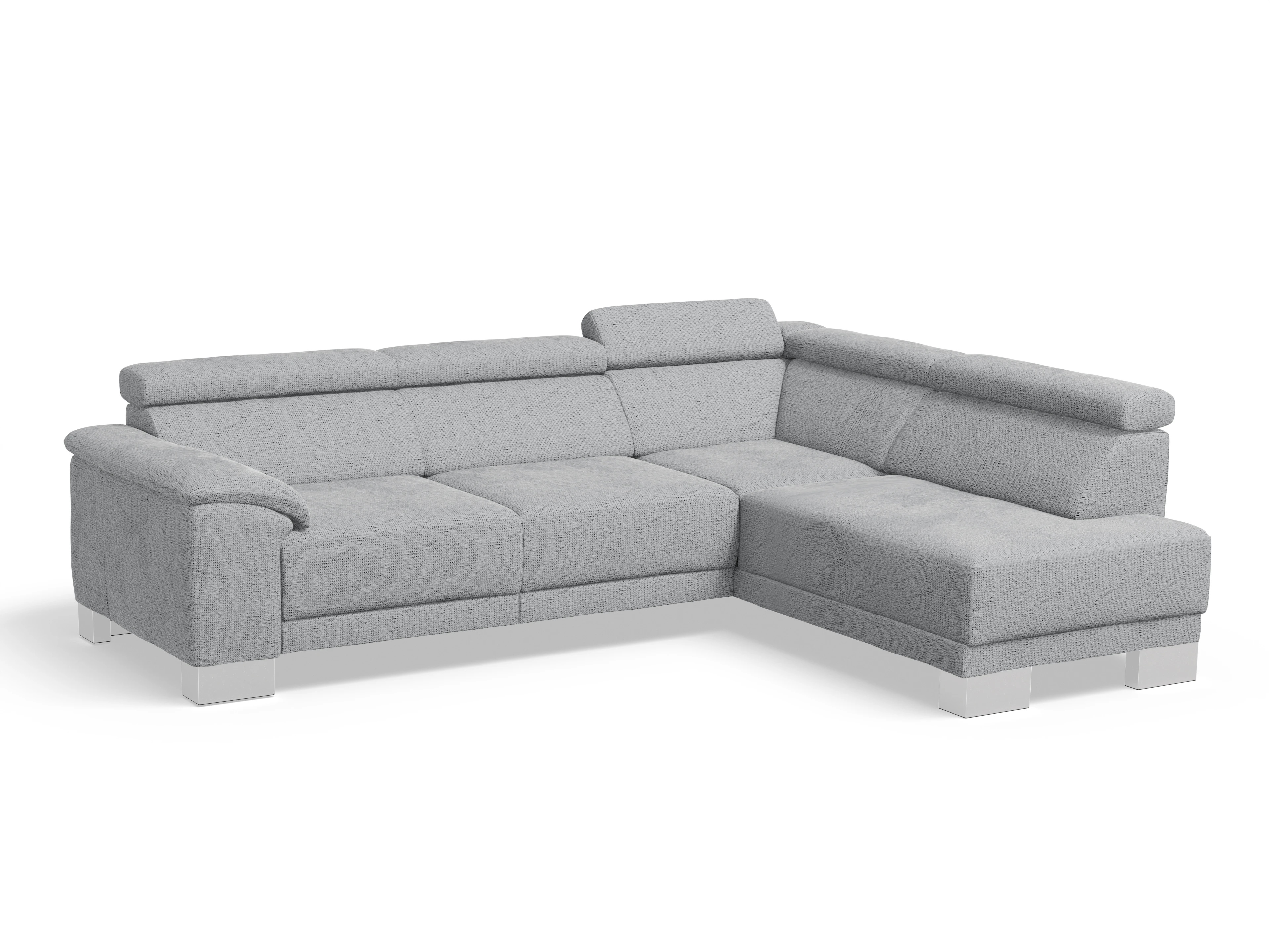 Antonio Ecksofa UM Medium R Ansicht des Produktes Antonio Ecksofa rechts Abschluss offen in Stoff Grau