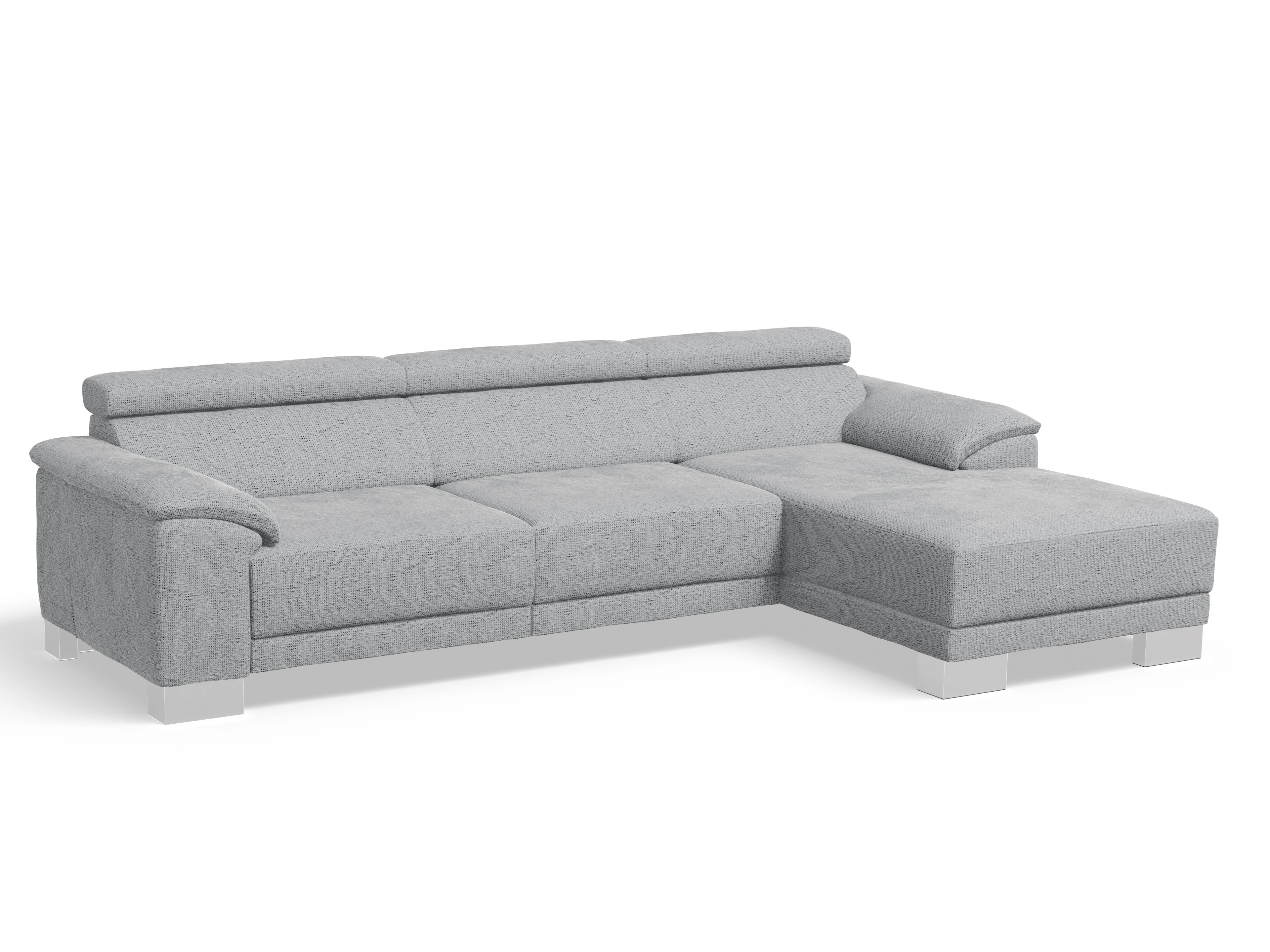 Antonio Ecksofa LO Large R Ansicht des Produktes Antonio Ecksofa rechts Abschluss offen in Stoff Grau