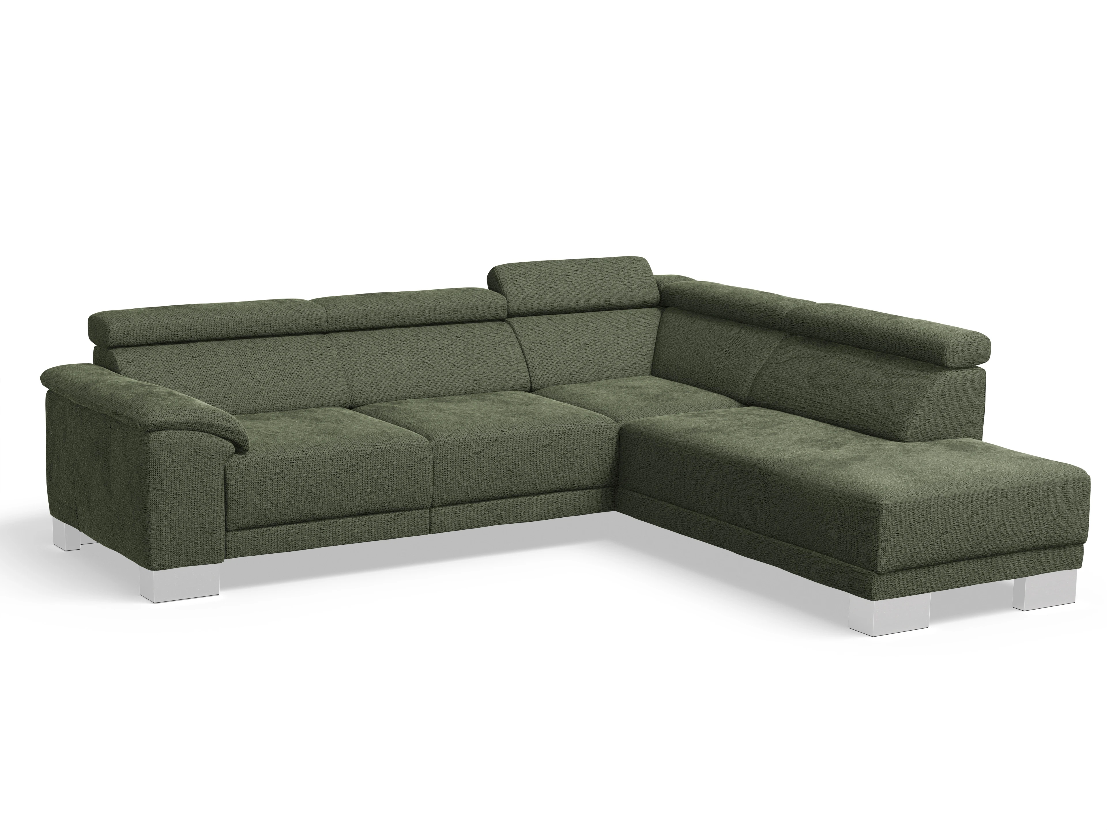 Ansicht des Produktes Antonio Ecksofa rechts Abschluss offen in Stoff Grün