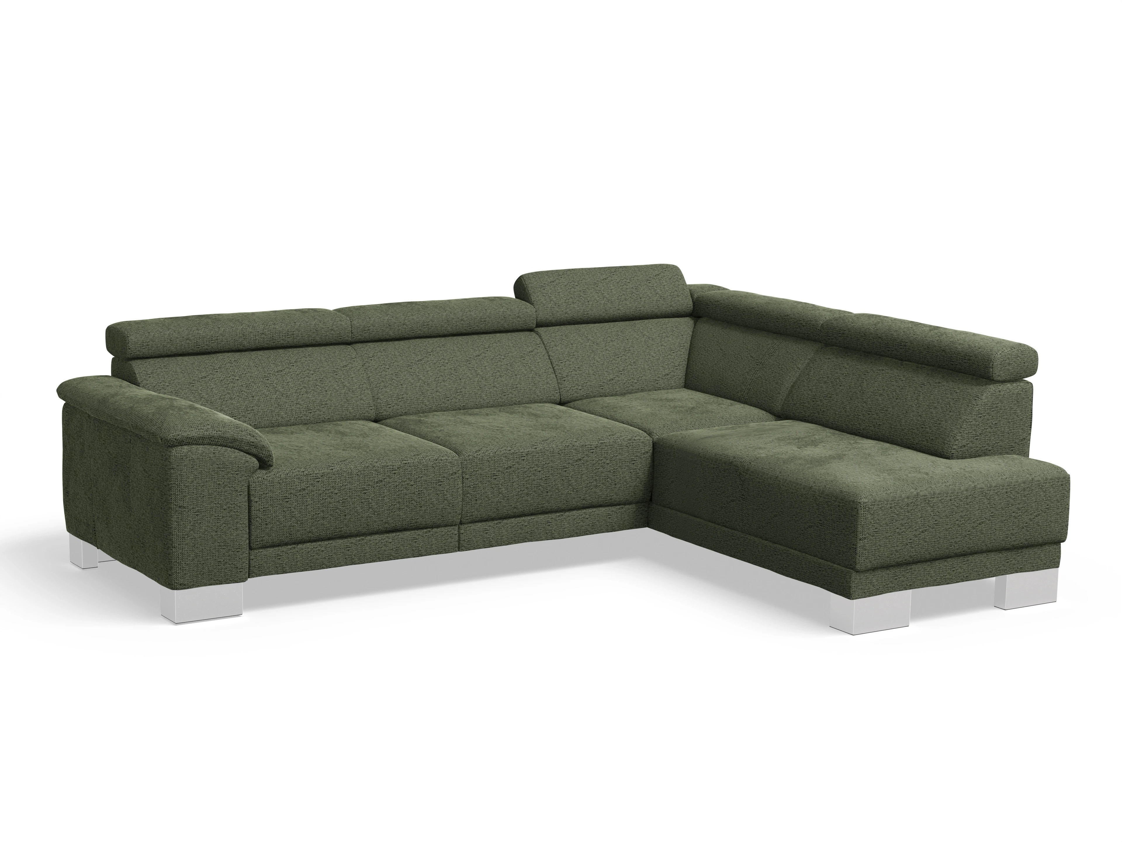 Ansicht des Produktes Antonio Ecksofa rechts Abschluss offen in Stoff Grün