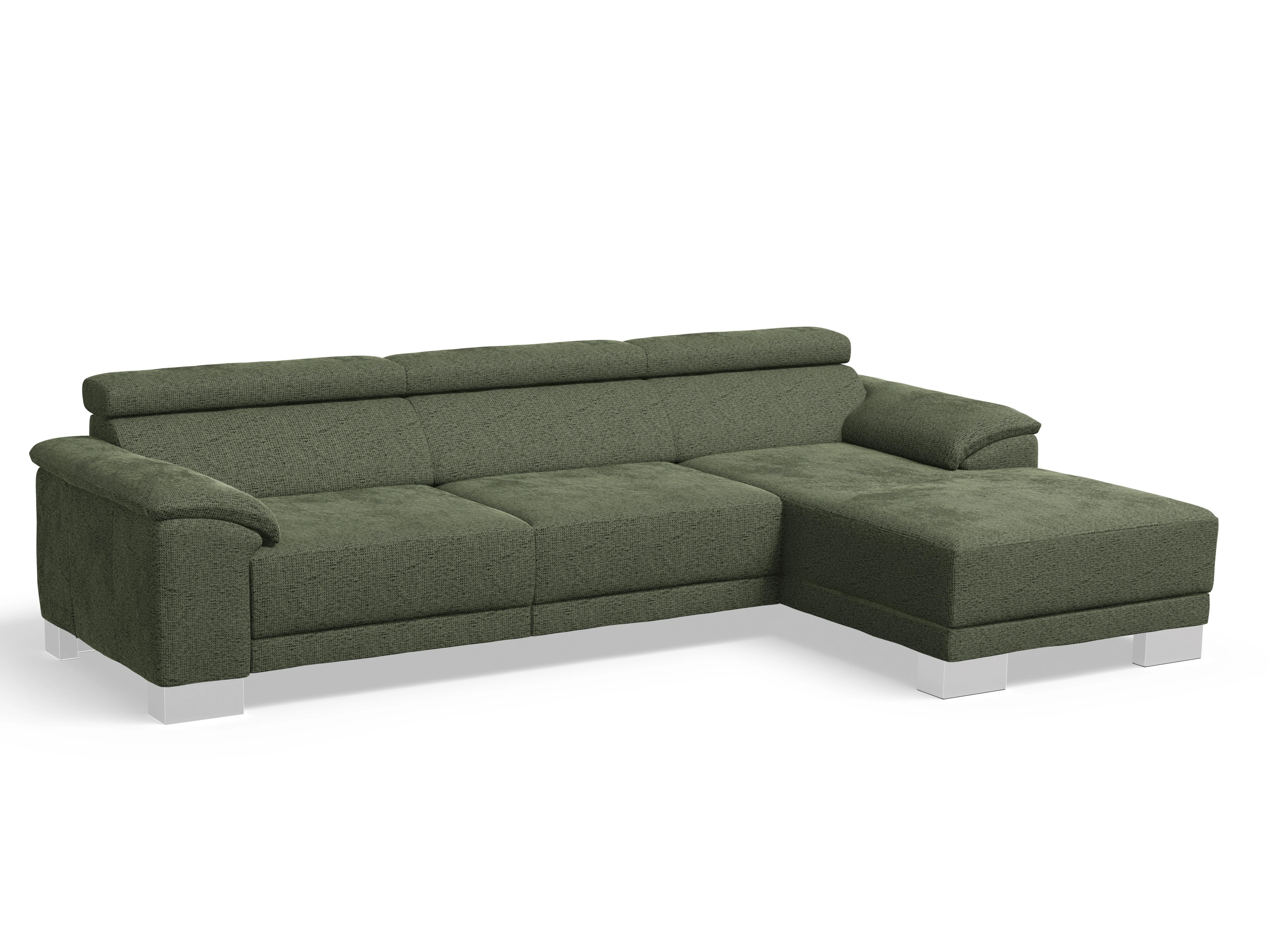 Antonio Ecksofa LO Large R Ansicht des Produktes Antonio Ecksofa rechts Abschluss offen in Stoff Grün