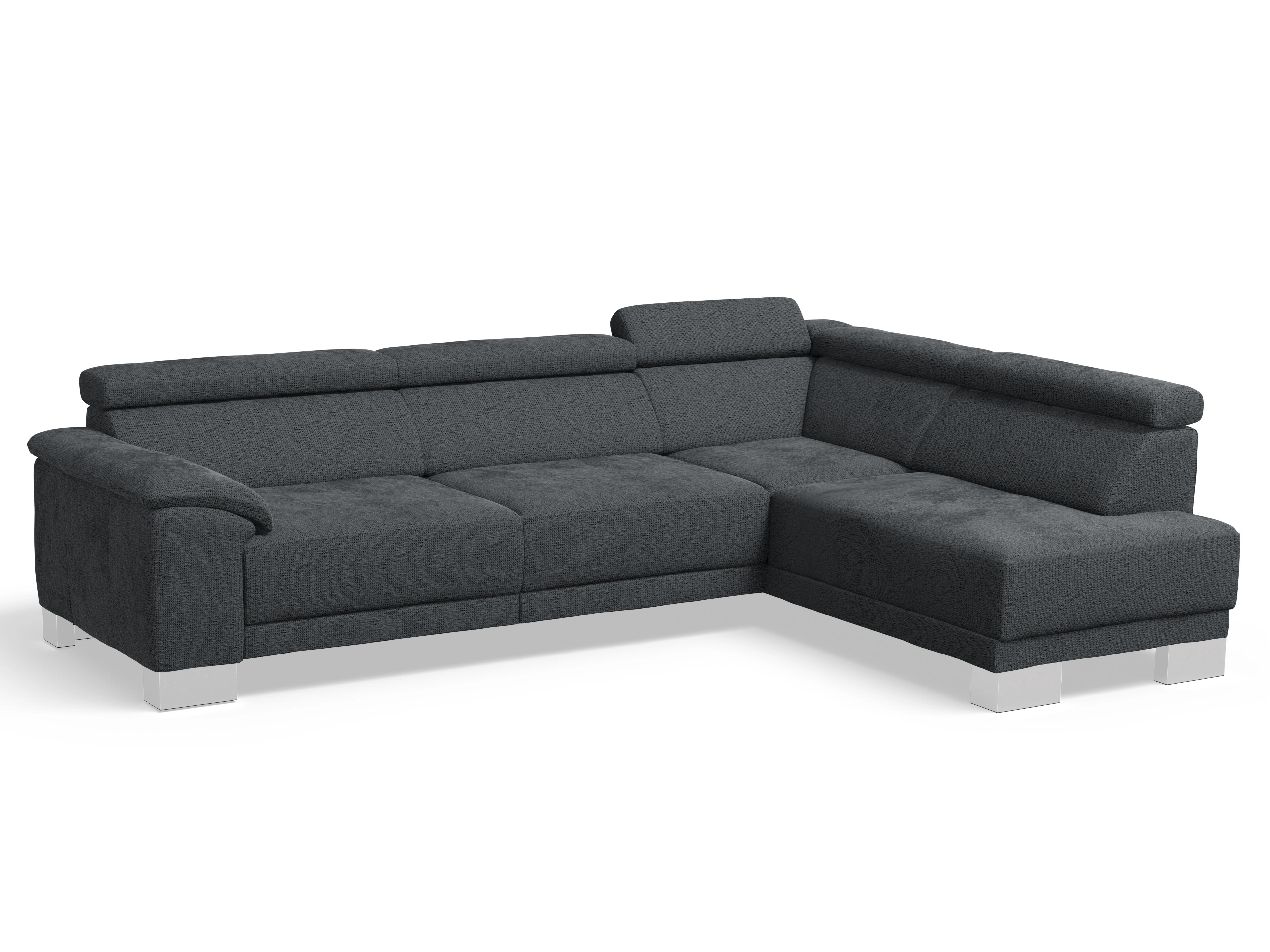 Antonio Ecksofa UM Large R Ansicht des Produktes Antonio Ecksofa rechts Abschluss offen in Stoff Grau