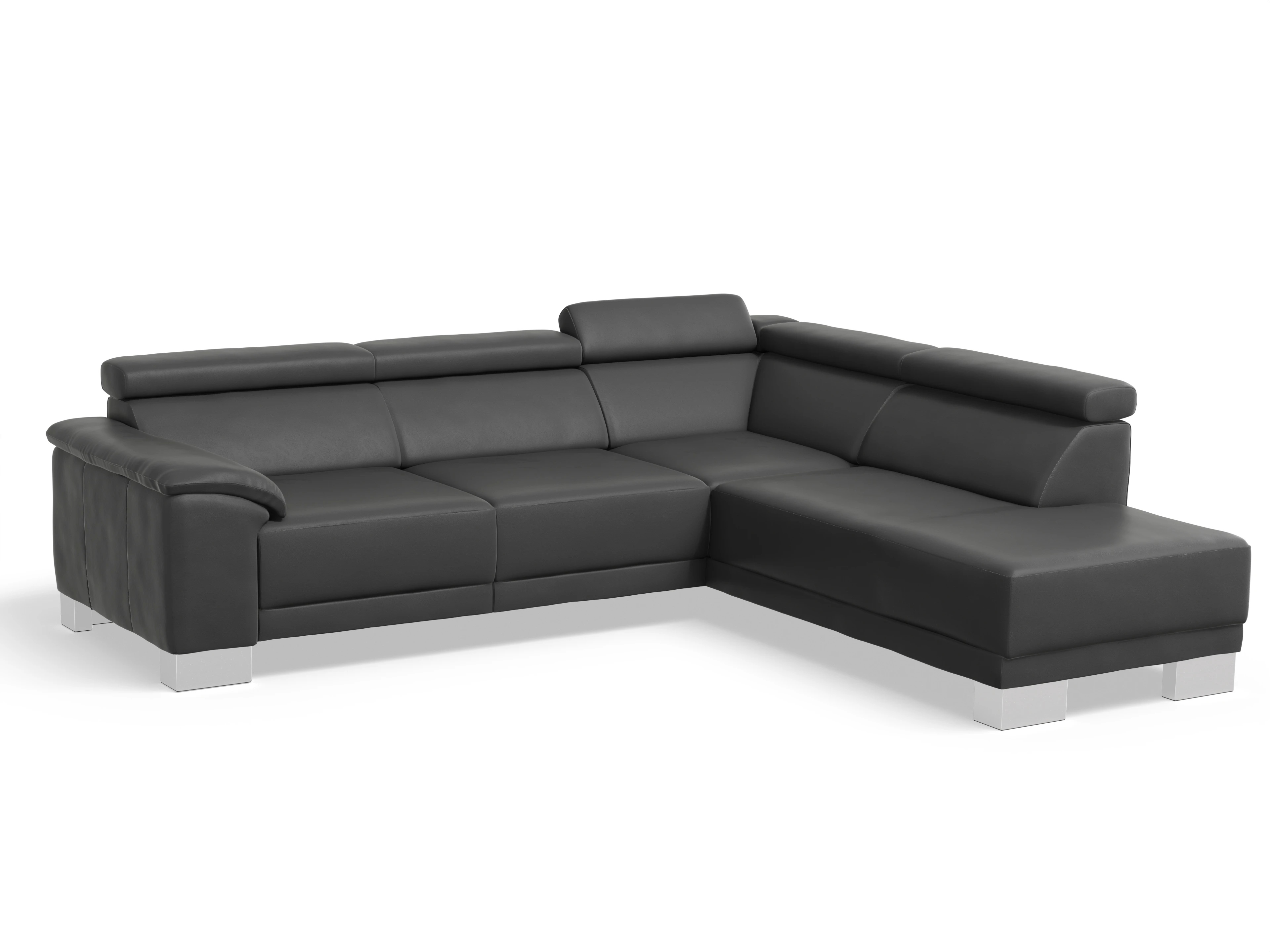 Ansicht des Produktes Antonio Ecksofa rechts Abschluss offen in Leder Grau