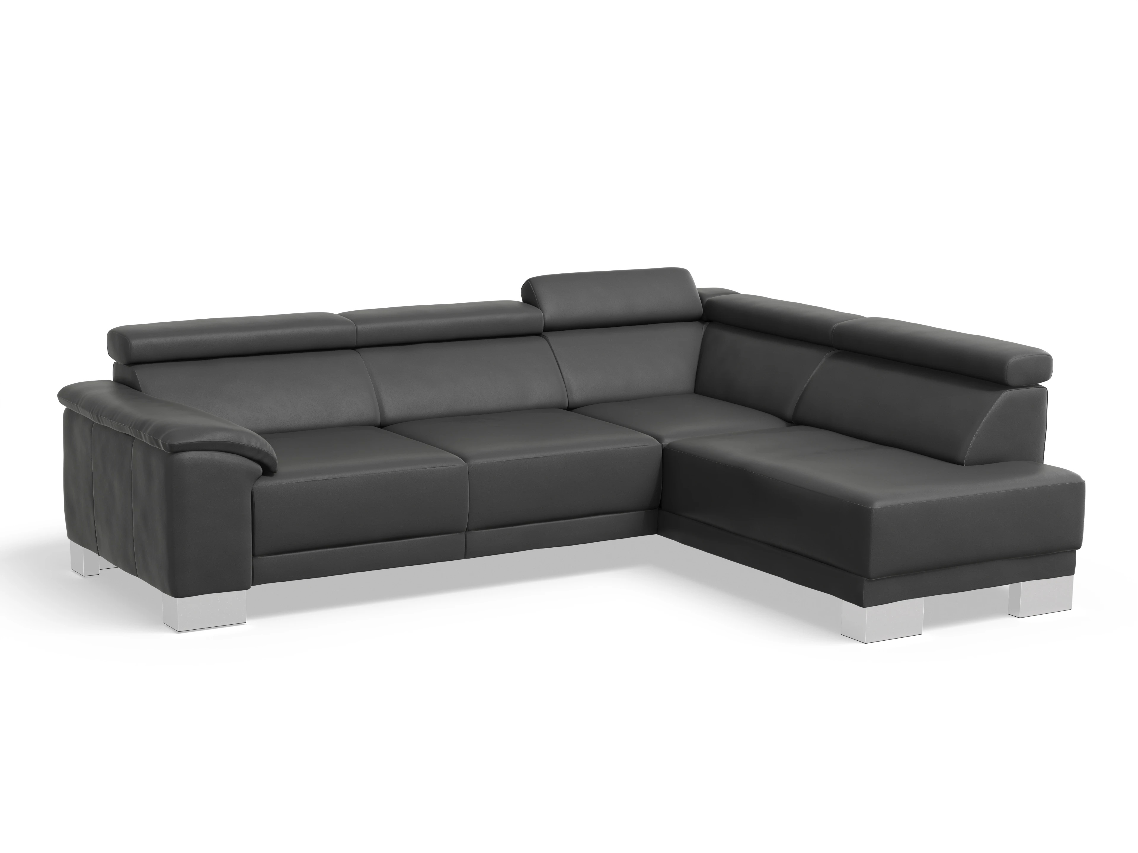 Ansicht des Produktes Antonio Ecksofa rechts Abschluss offen in Leder Grau