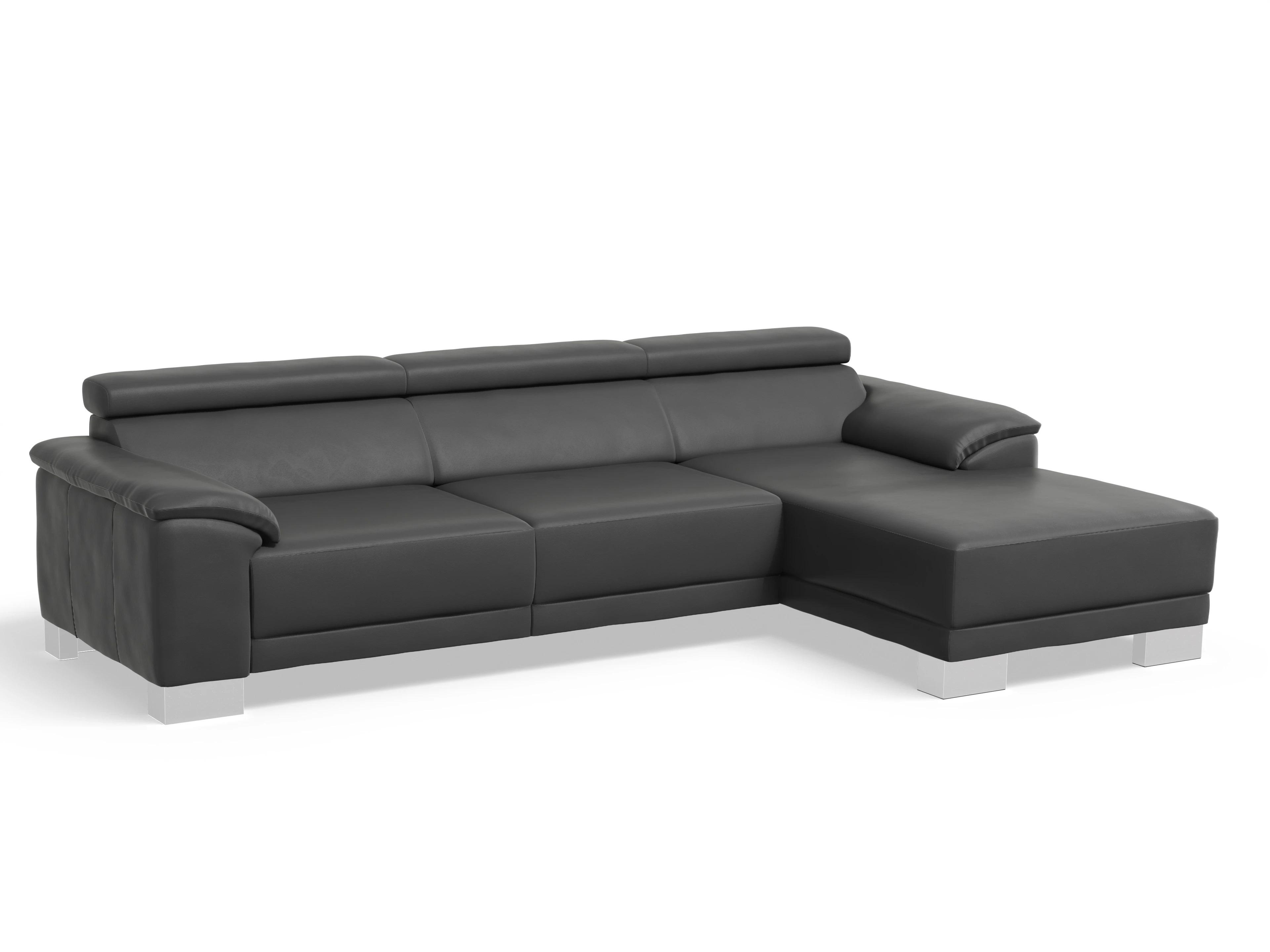 Ansicht des Produktes Antonio Ecksofa rechts Abschluss offen in Leder Grau