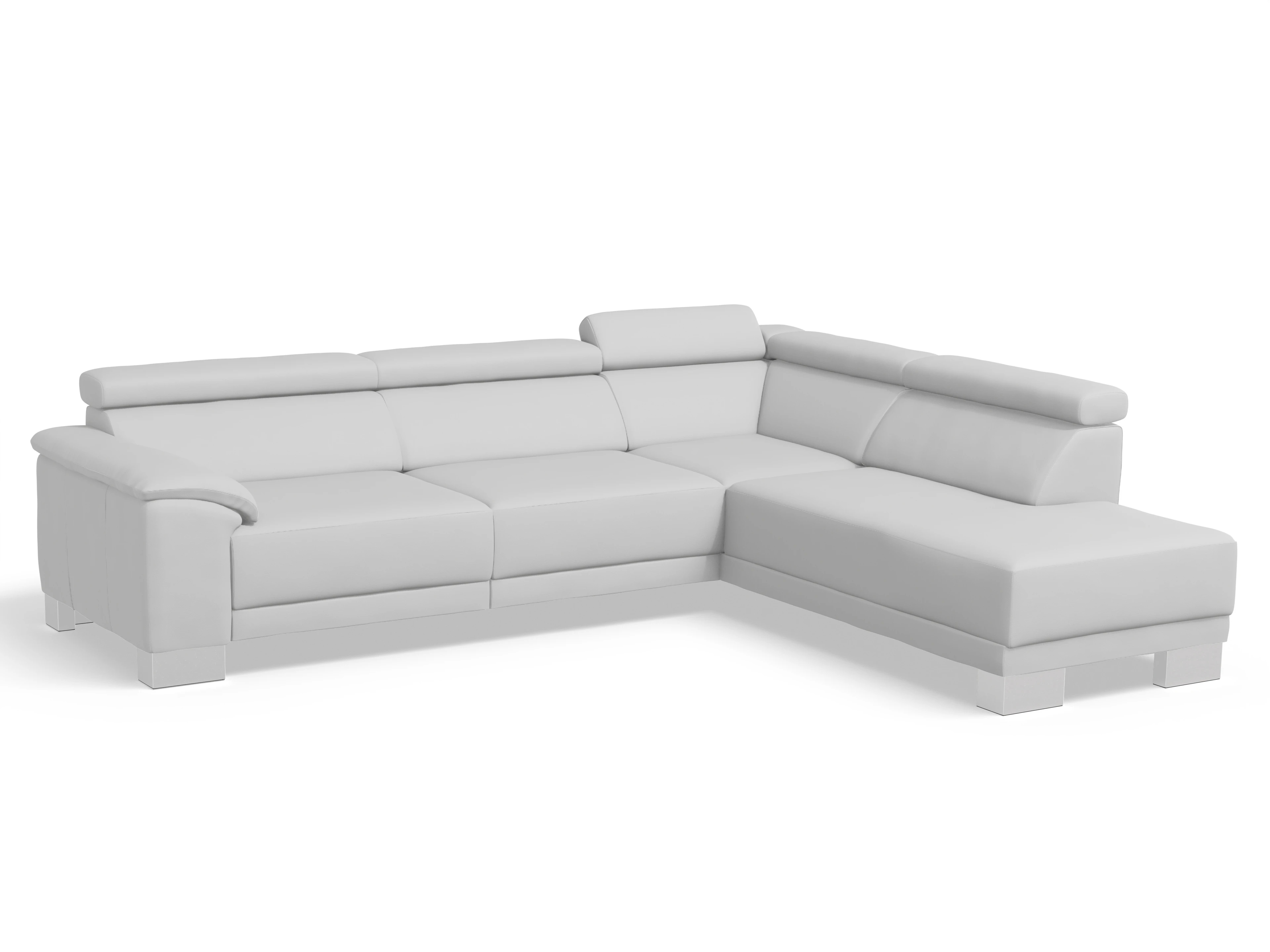 Antonio Ecksofa UM Large Plus R Ansicht des Produktes Antonio Ecksofa rechts Abschluss offen in Leder Grau