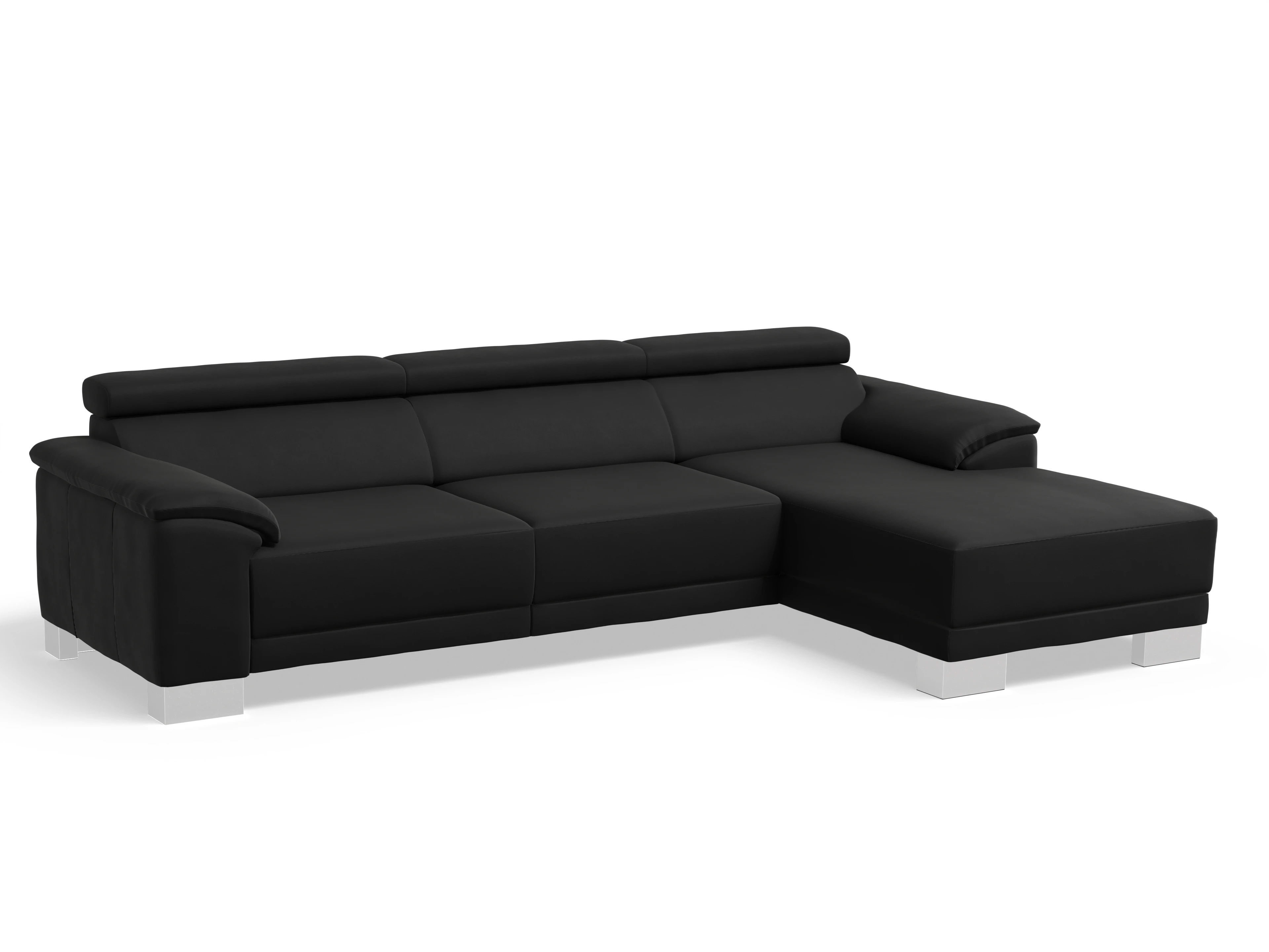 Ansicht des Produktes Antonio Ecksofa rechts Abschluss offen in Leder Schwarz