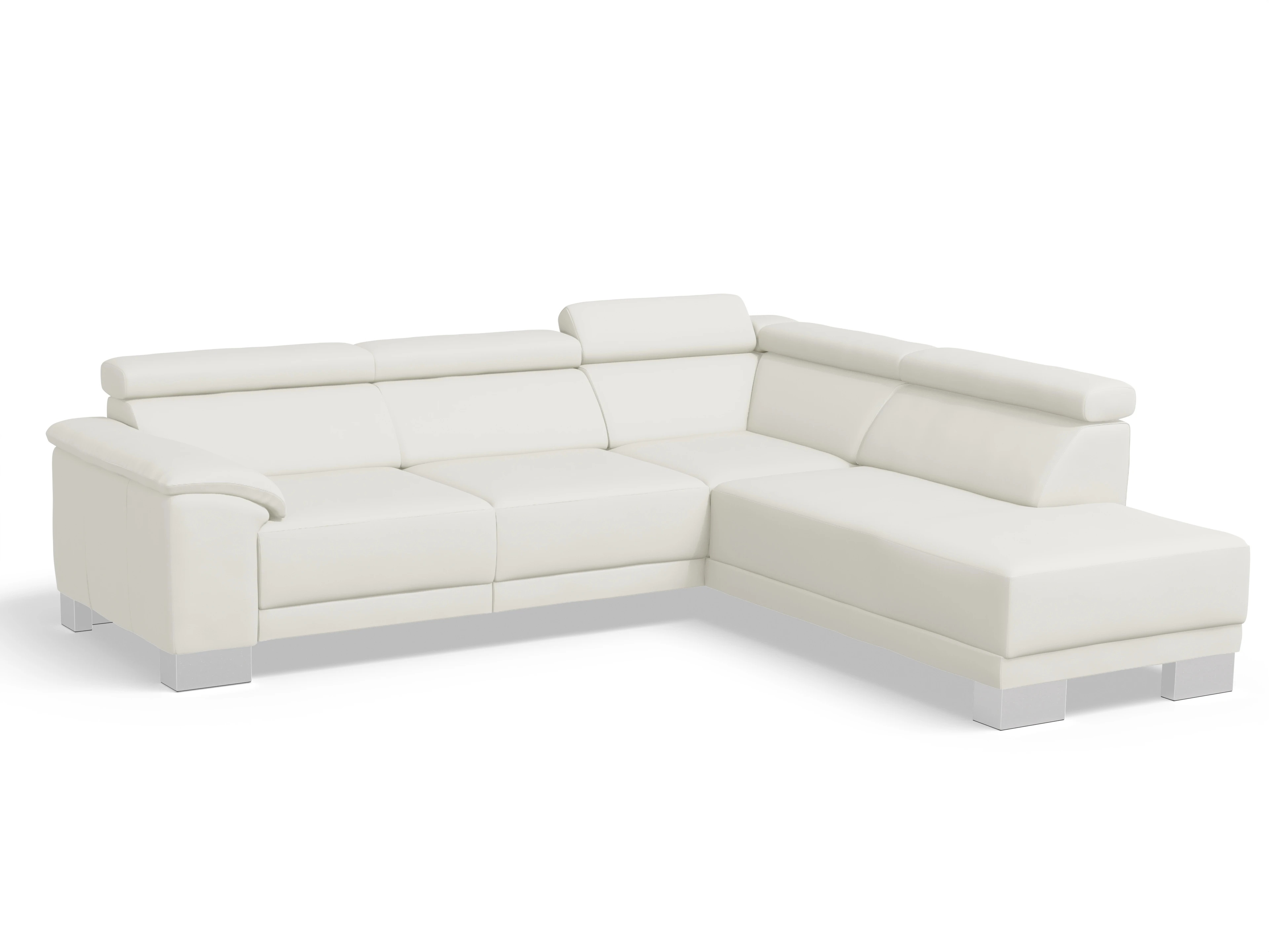 Ansicht des Produktes Antonio Ecksofa rechts Abschluss offen in Leder Weiss