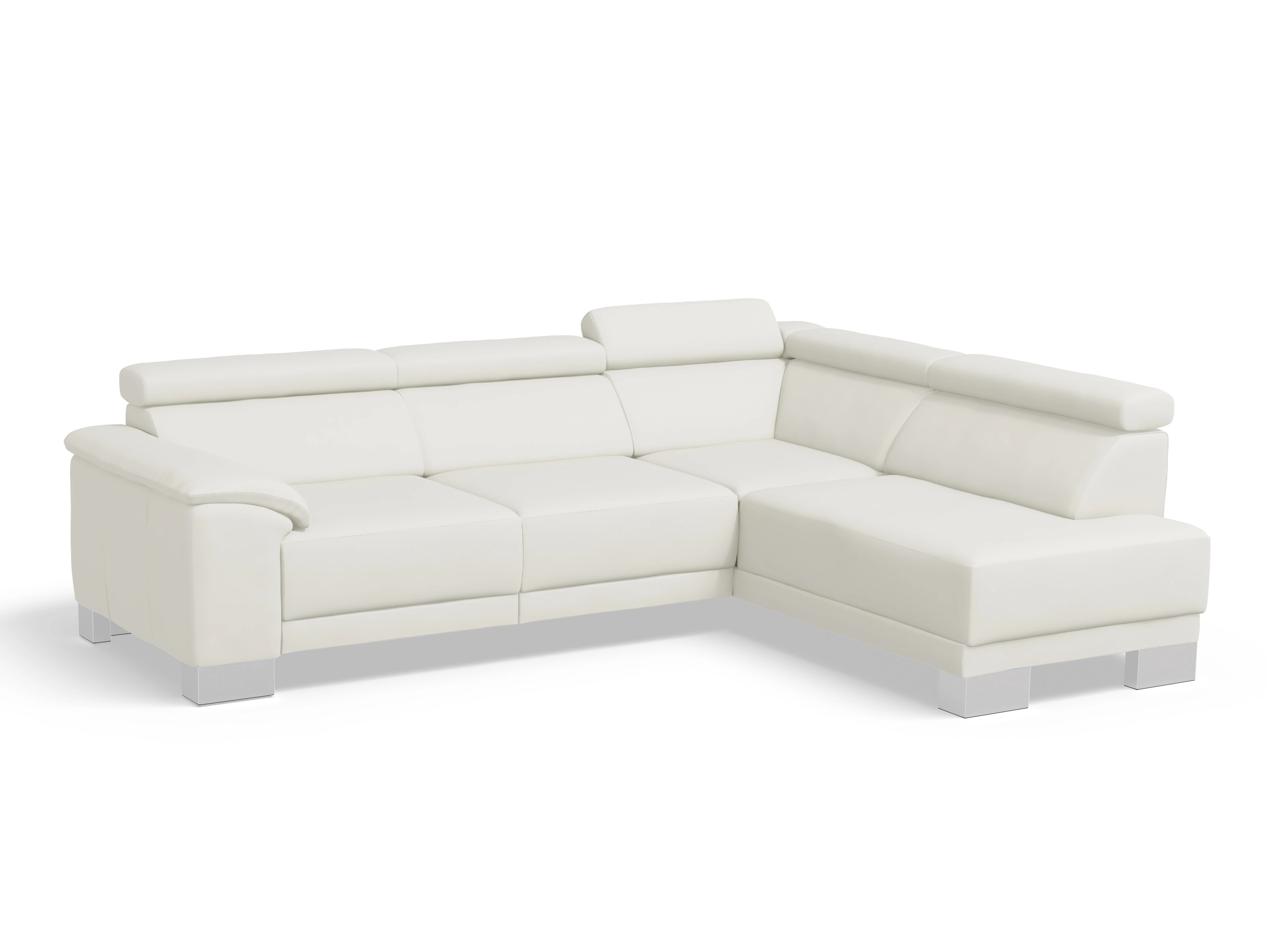 Ansicht des Produktes Antonio Ecksofa rechts Abschluss offen in Leder Weiss