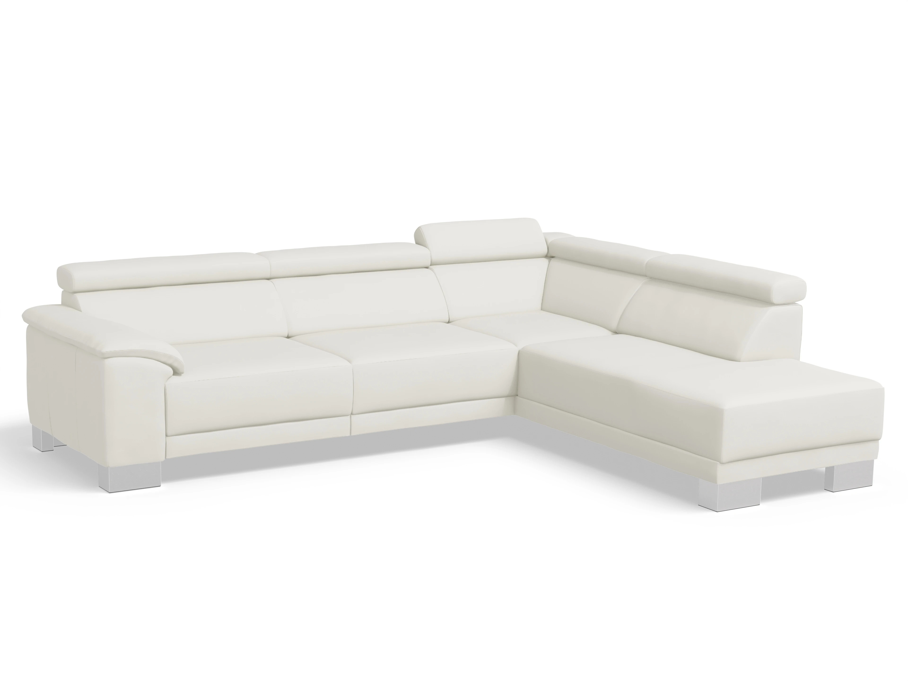 Ansicht des Produktes Antonio Ecksofa rechts Abschluss offen in Leder Weiss