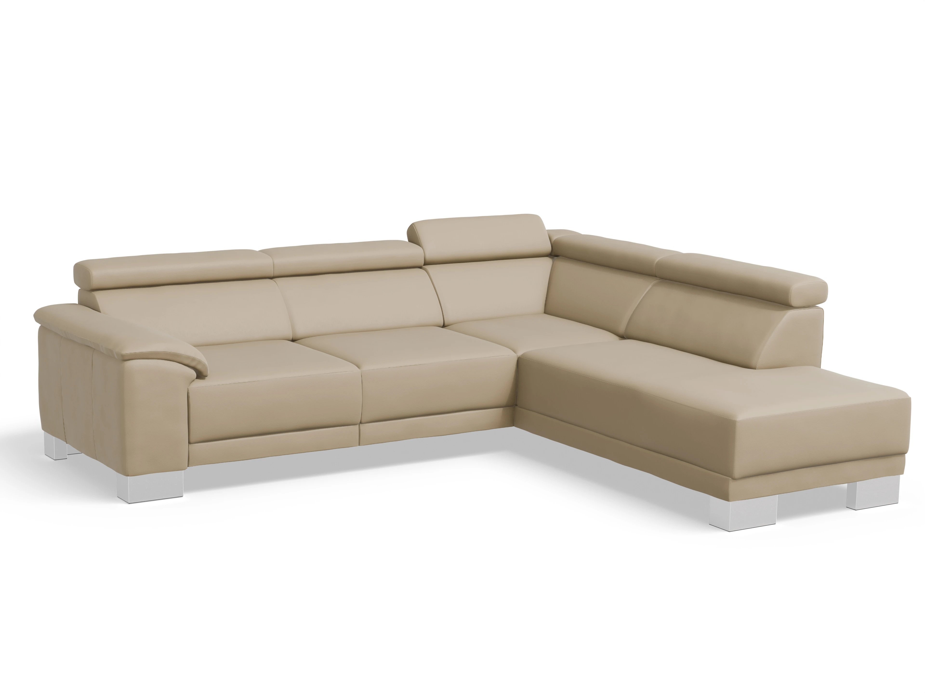 Antonio Ecksofa UM Medium Plus R Ansicht des Produktes Antonio Ecksofa rechts Abschluss offen in Leder Beige