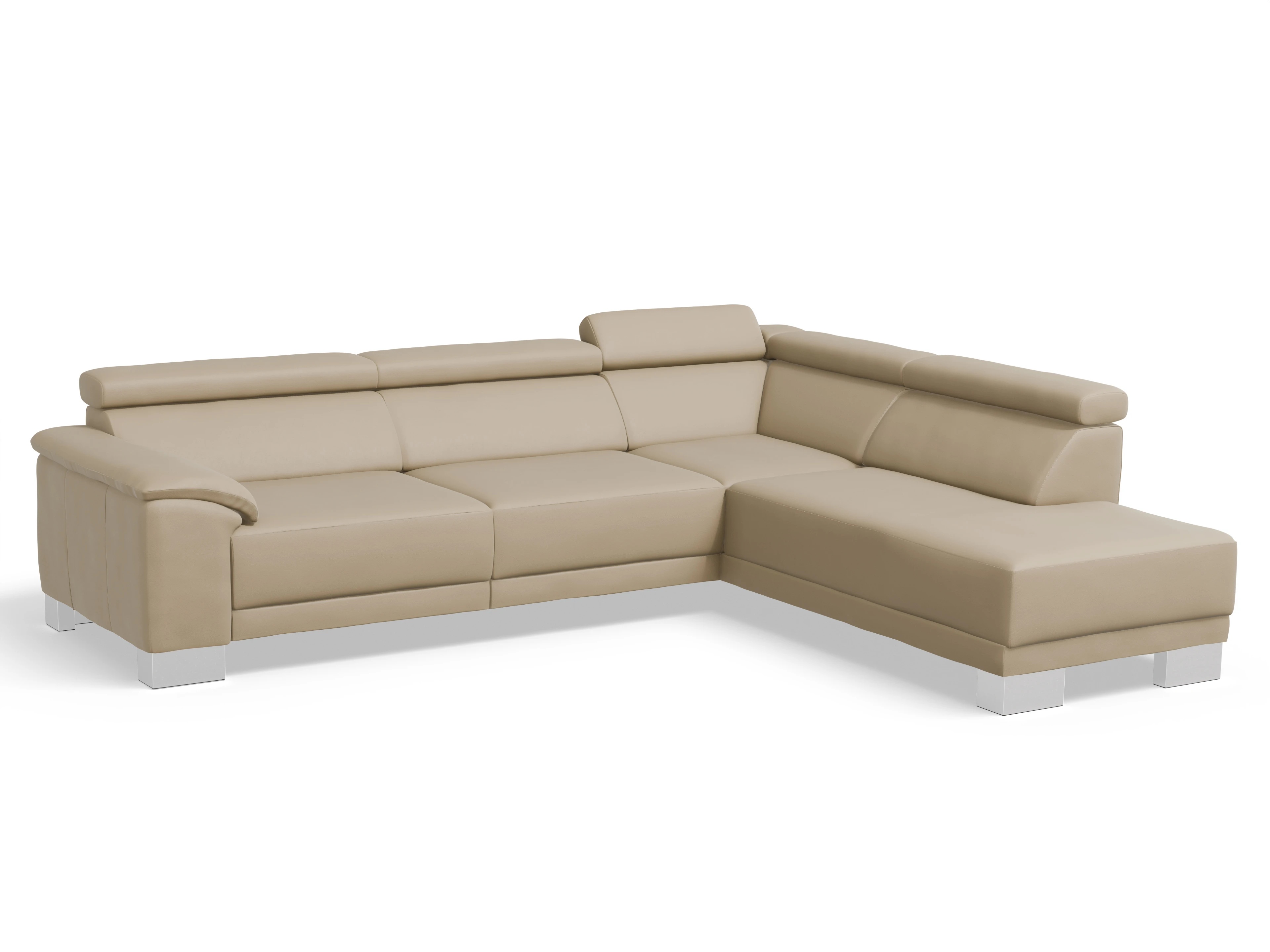 Ansicht des Produktes Antonio Ecksofa rechts Abschluss offen in Leder Beige