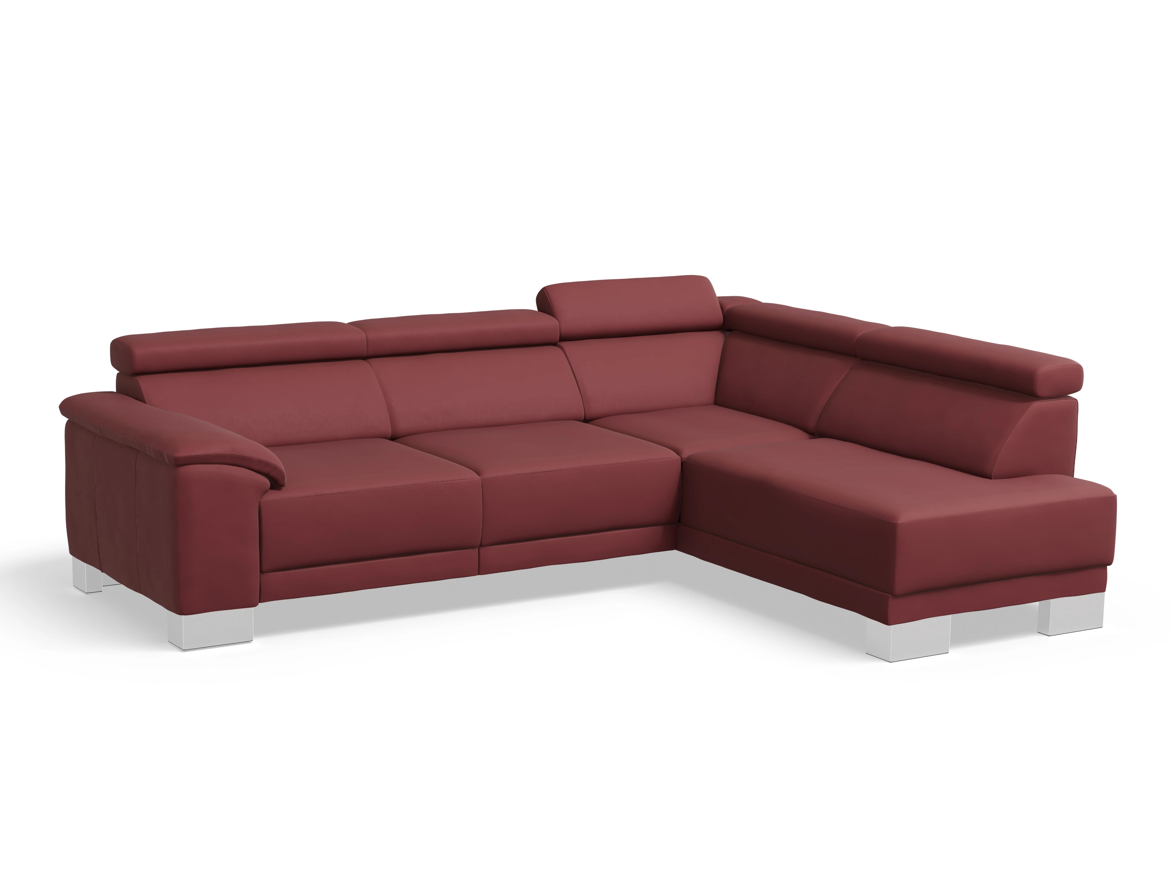 Ansicht des Produktes Antonio Ecksofa rechts Abschluss offen in Leder Rot