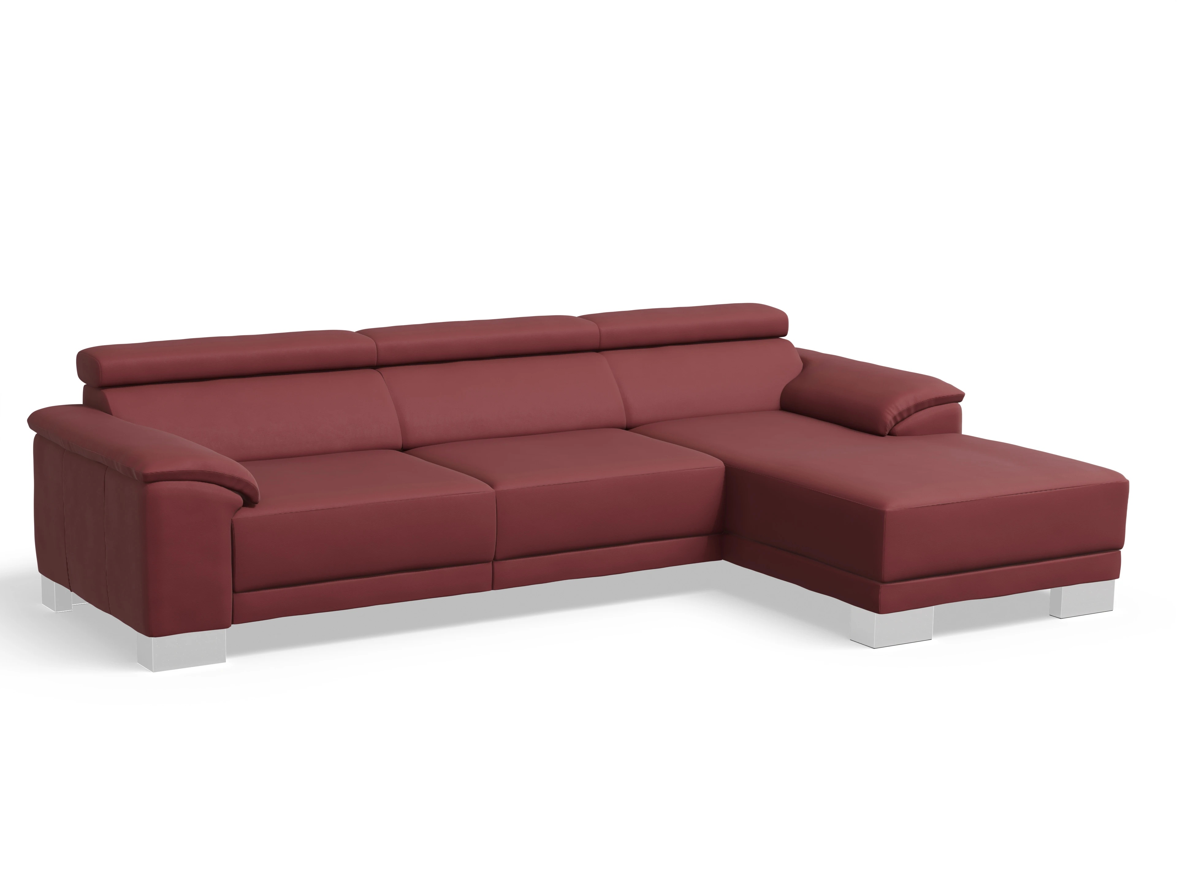 Ansicht des Produktes Antonio Ecksofa rechts Abschluss offen in Leder Rot