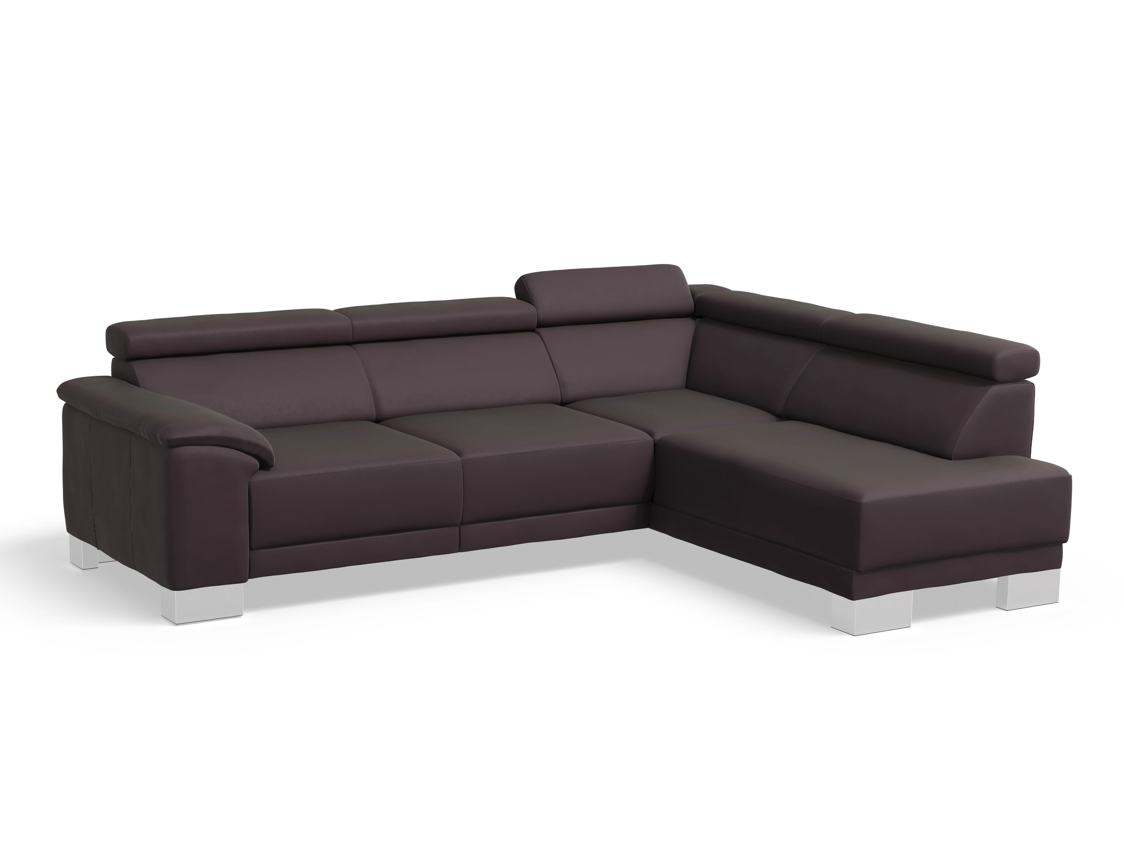 Antonio Ecksofa UM Medium R Ansicht des Produktes Antonio Ecksofa rechts Abschluss offen in Leder Braun