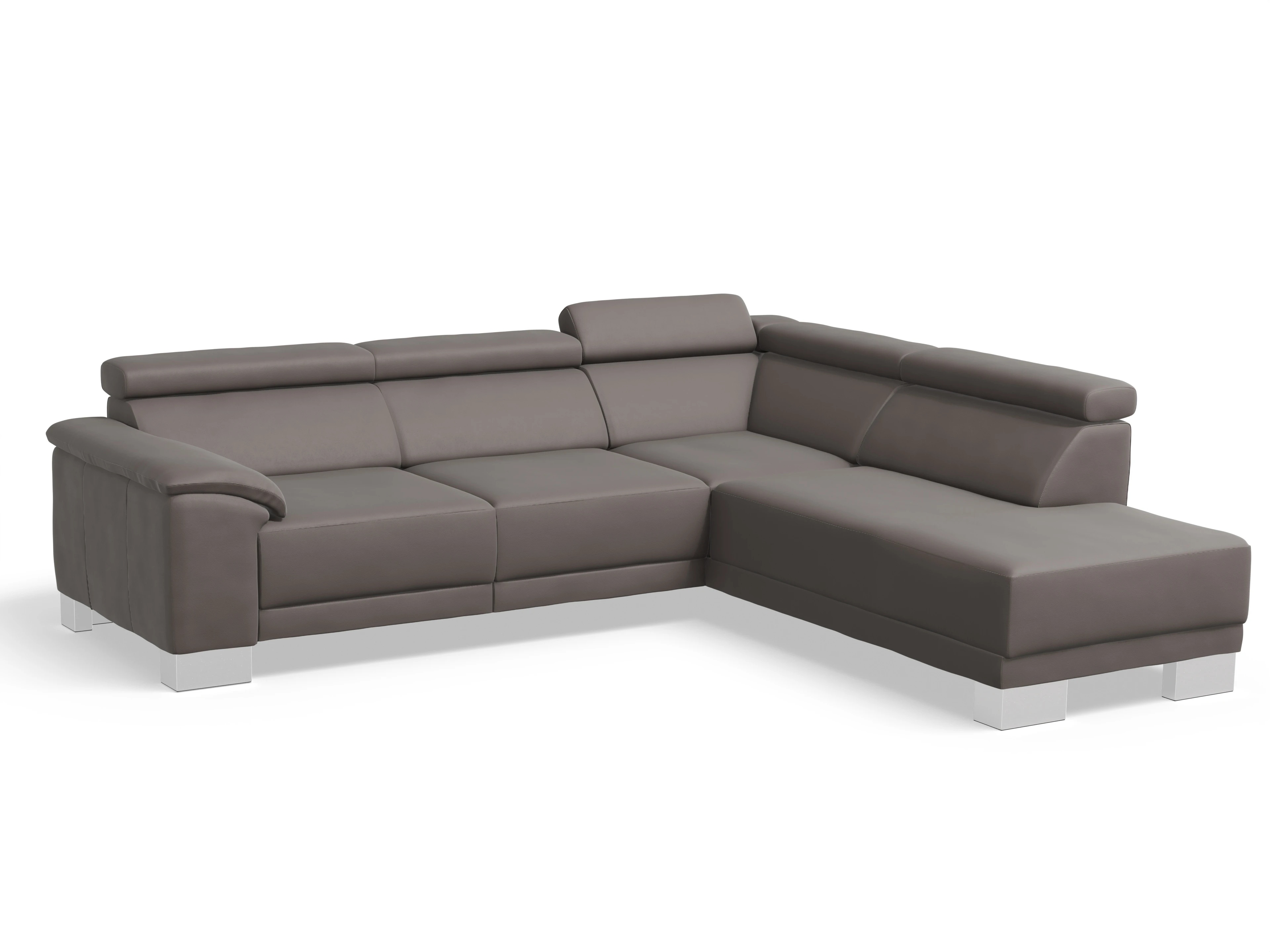 Ansicht des Produktes Antonio Ecksofa rechts Abschluss offen in Leder Grau