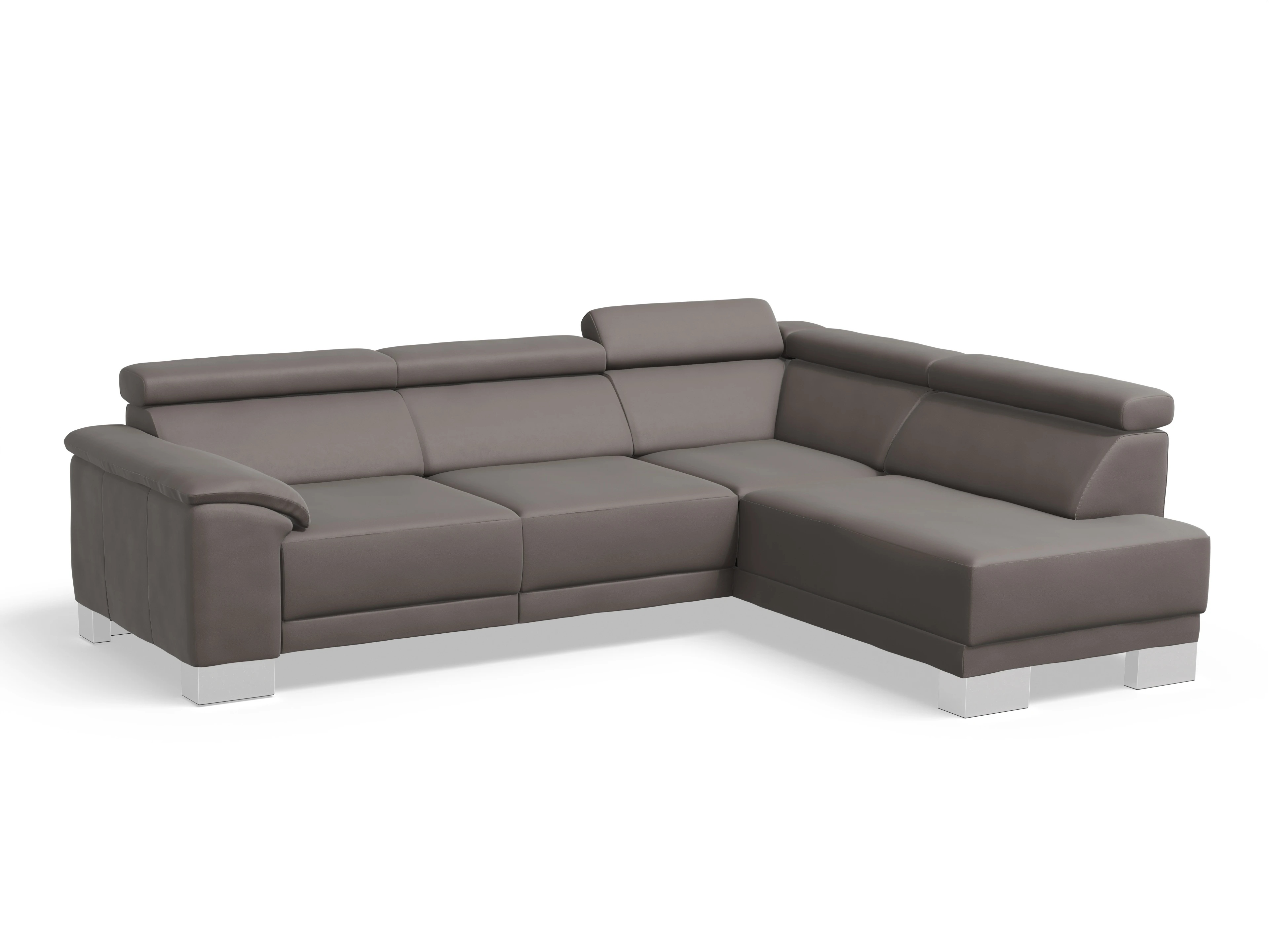Ansicht des Produktes Antonio Ecksofa rechts Abschluss offen in Leder Grau