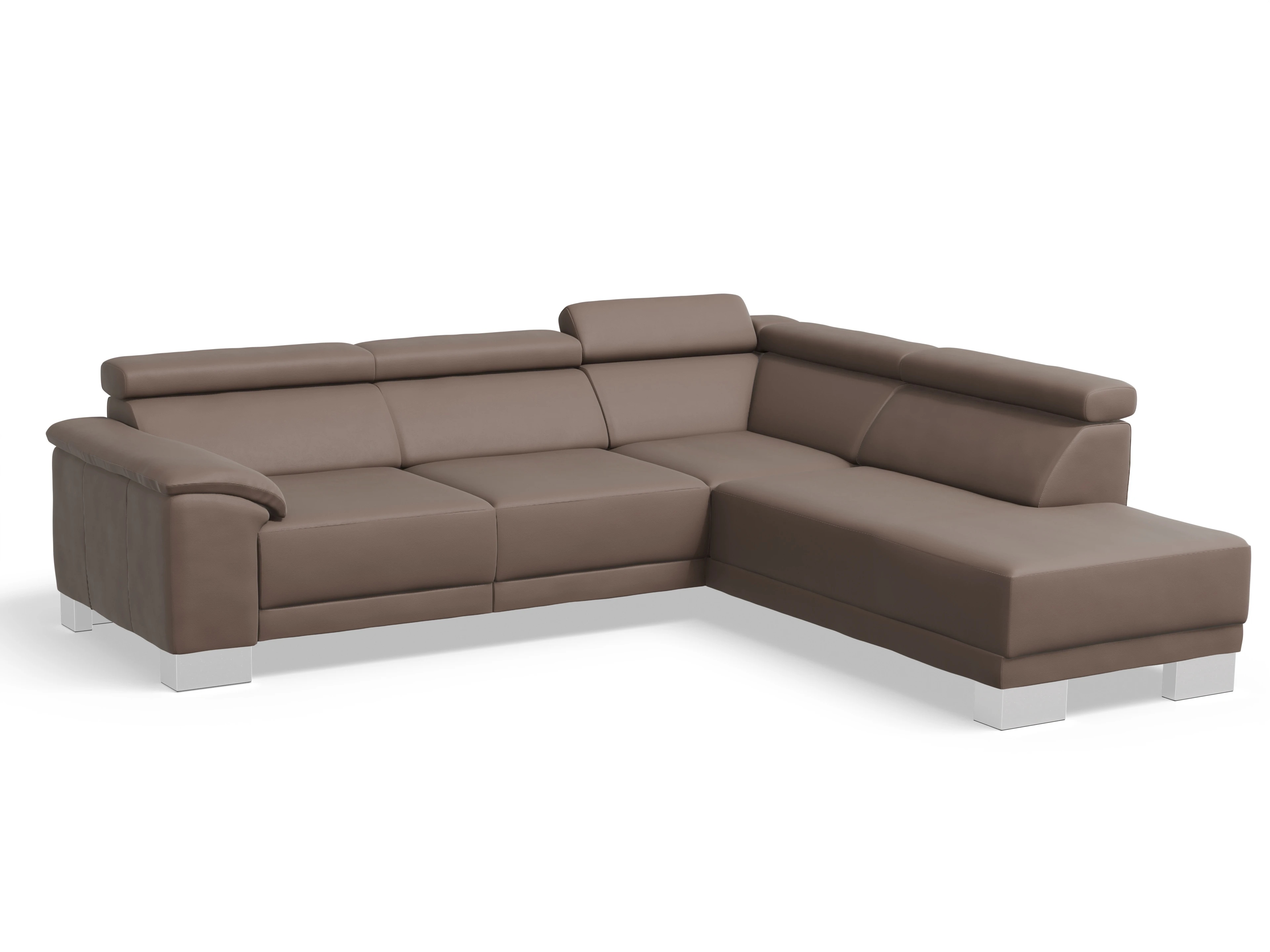 Ansicht des Produktes Antonio Ecksofa rechts Abschluss offen in Leder Braun