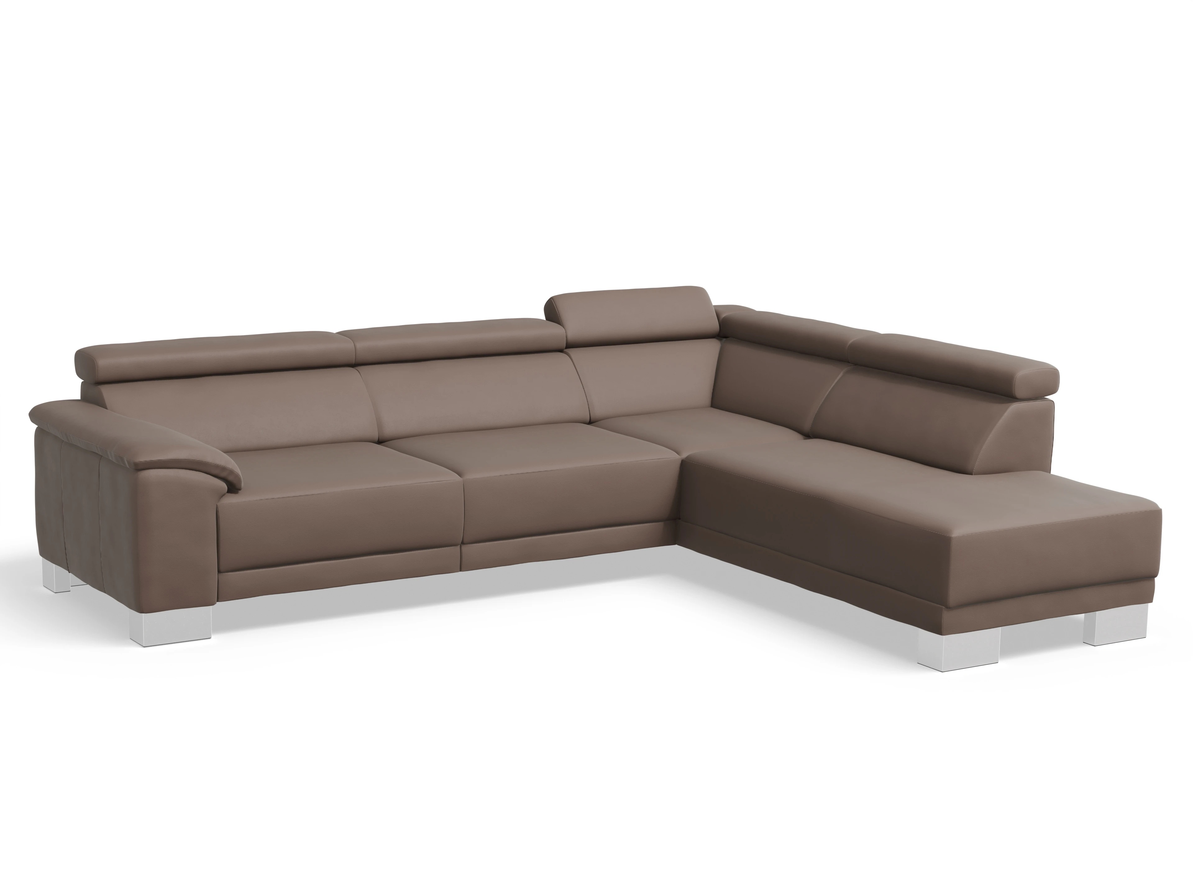 Antonio Ecksofa UM Large Plus R Ansicht des Produktes Antonio Ecksofa rechts Abschluss offen in Leder Braun