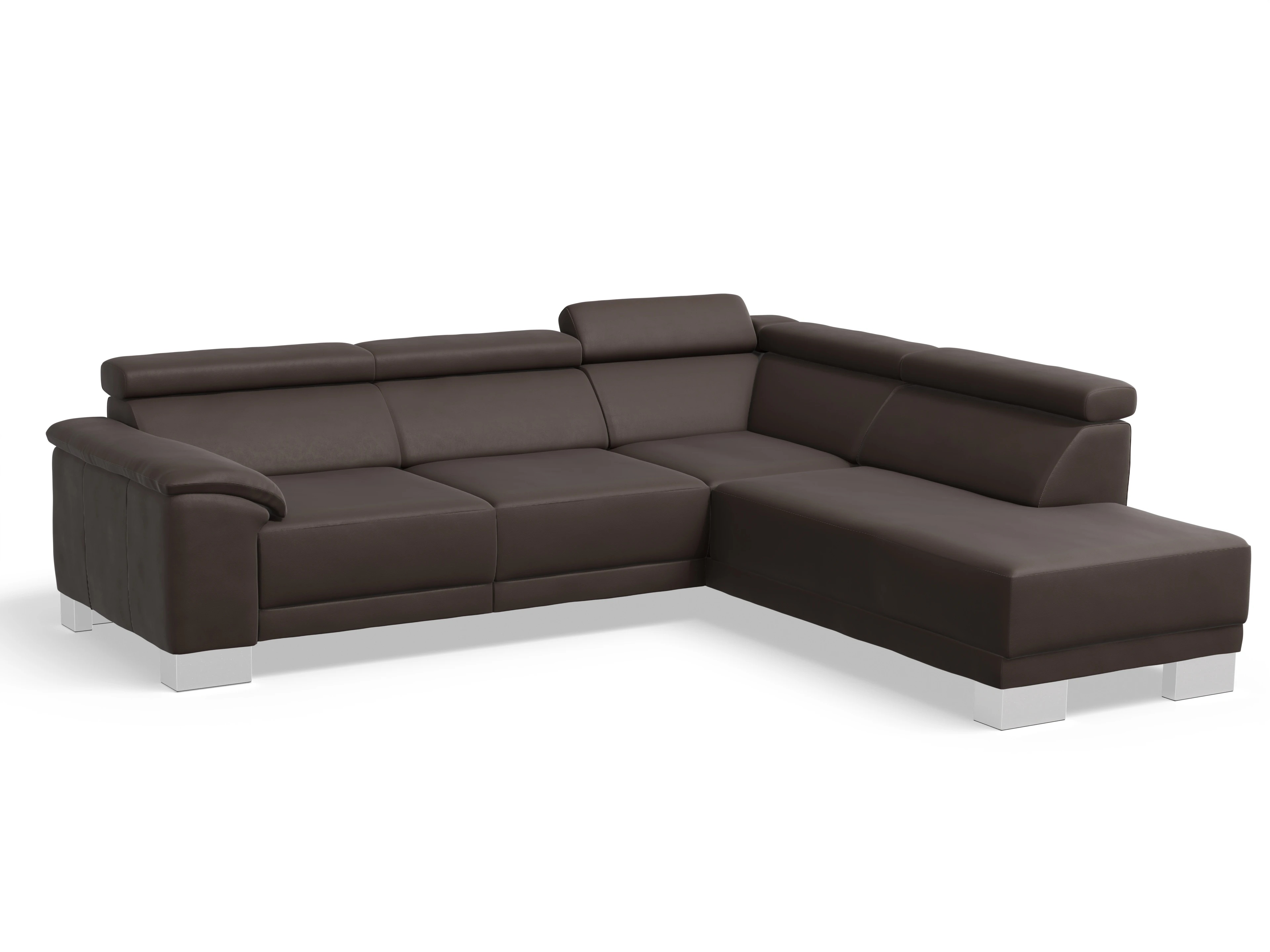Ansicht des Produktes Antonio Ecksofa rechts Abschluss offen in Leder Braun