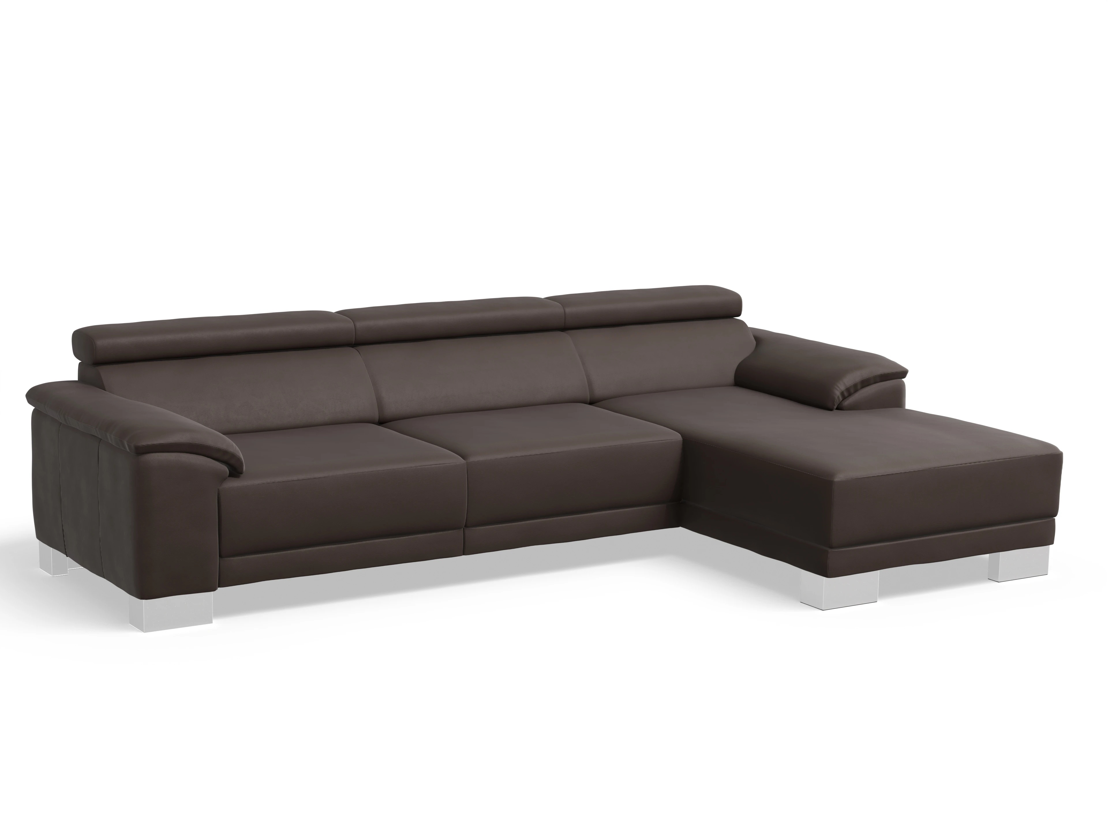 Ansicht des Produktes Antonio Ecksofa rechts Abschluss offen in Leder Braun