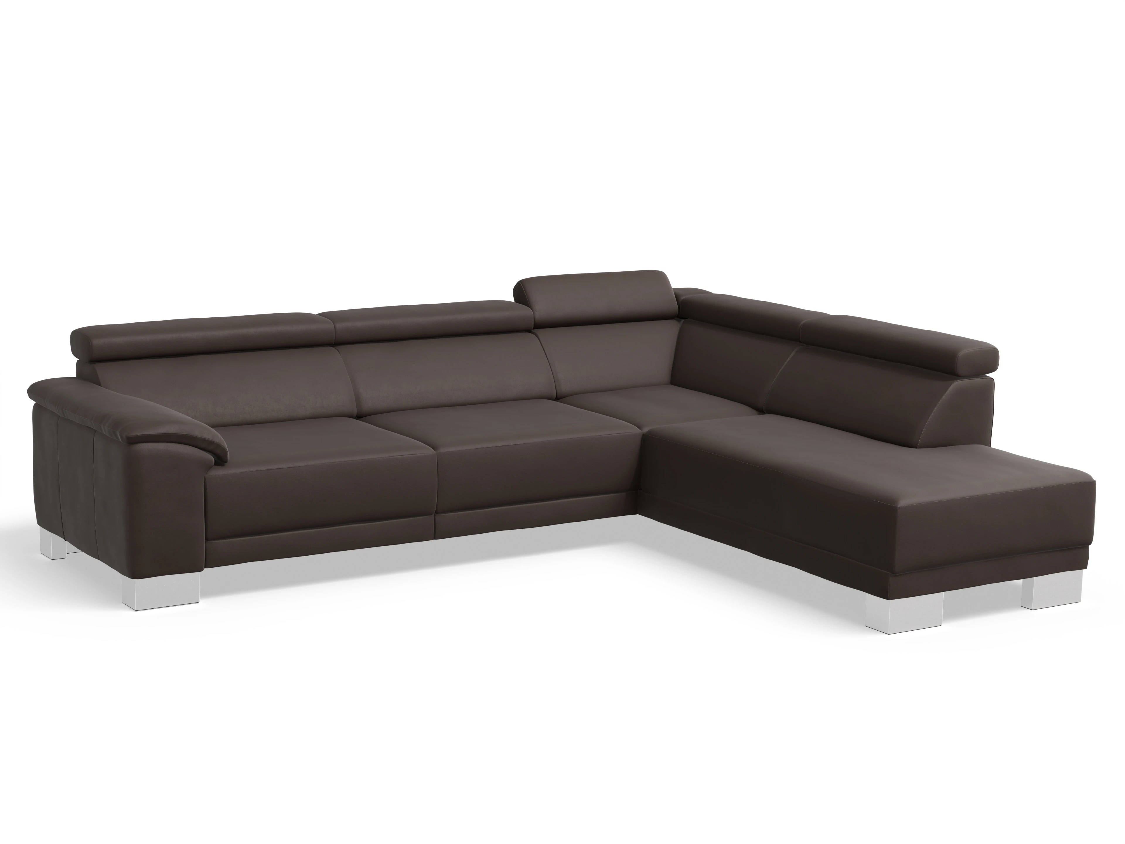 Antonio Ecksofa UM Large Plus R Ansicht des Produktes Antonio Ecksofa rechts Abschluss offen in Leder Braun