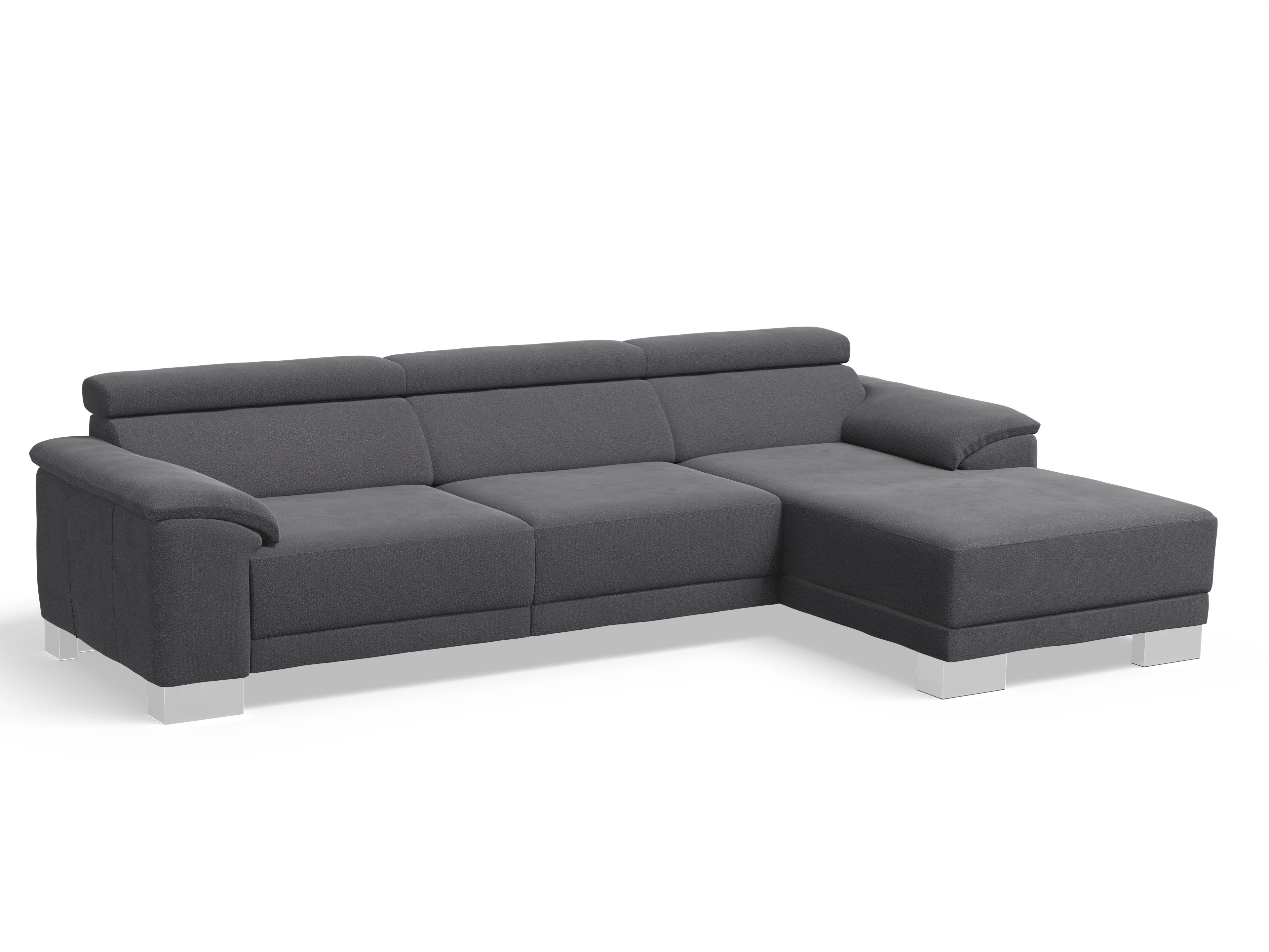 Antonio Ecksofa LO Large R Ansicht des Produktes Antonio Ecksofa rechts Abschluss offen in Stoff Grau