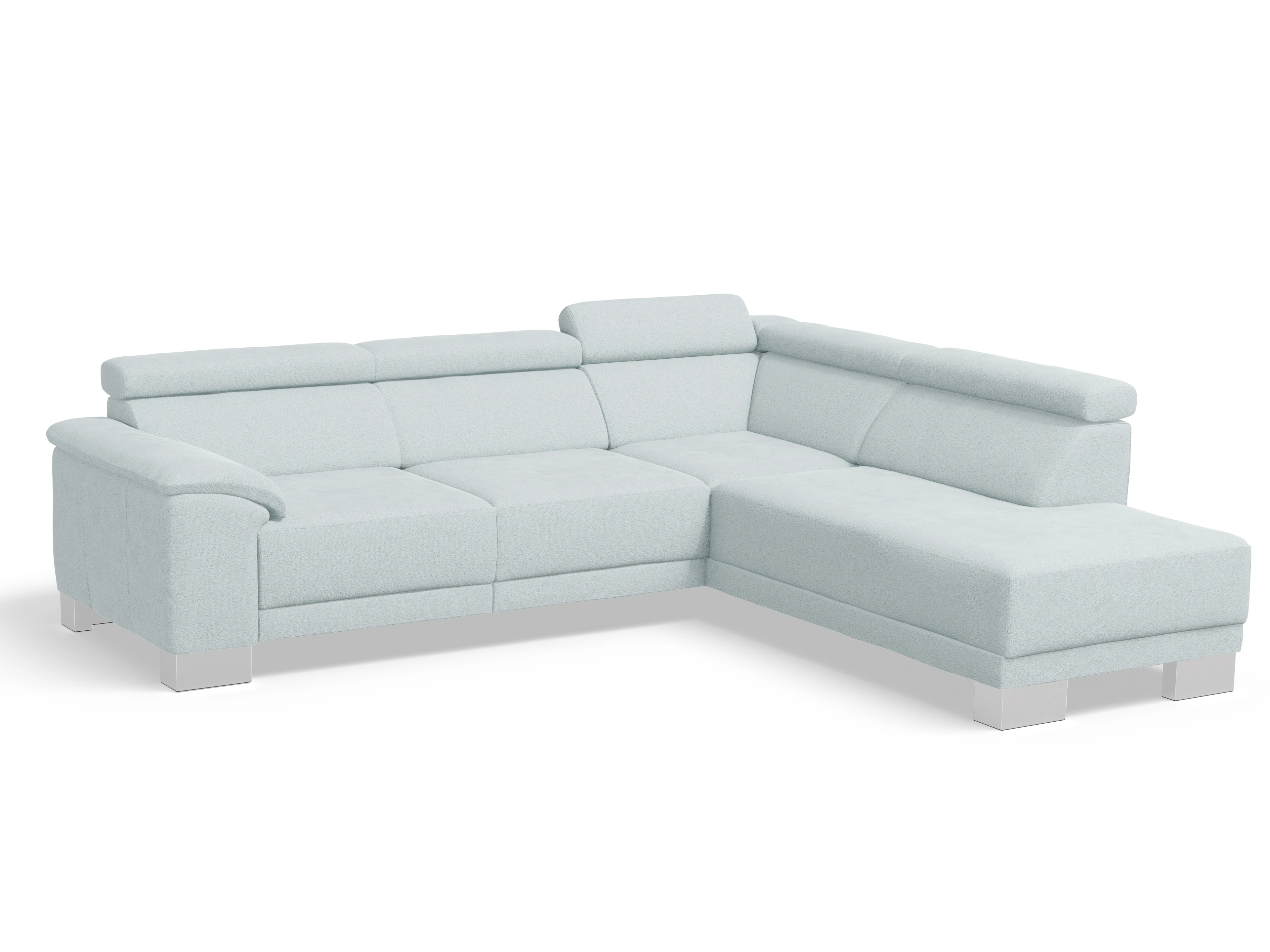Ansicht des Produktes Antonio Ecksofa rechts Abschluss offen in Stoff Blau