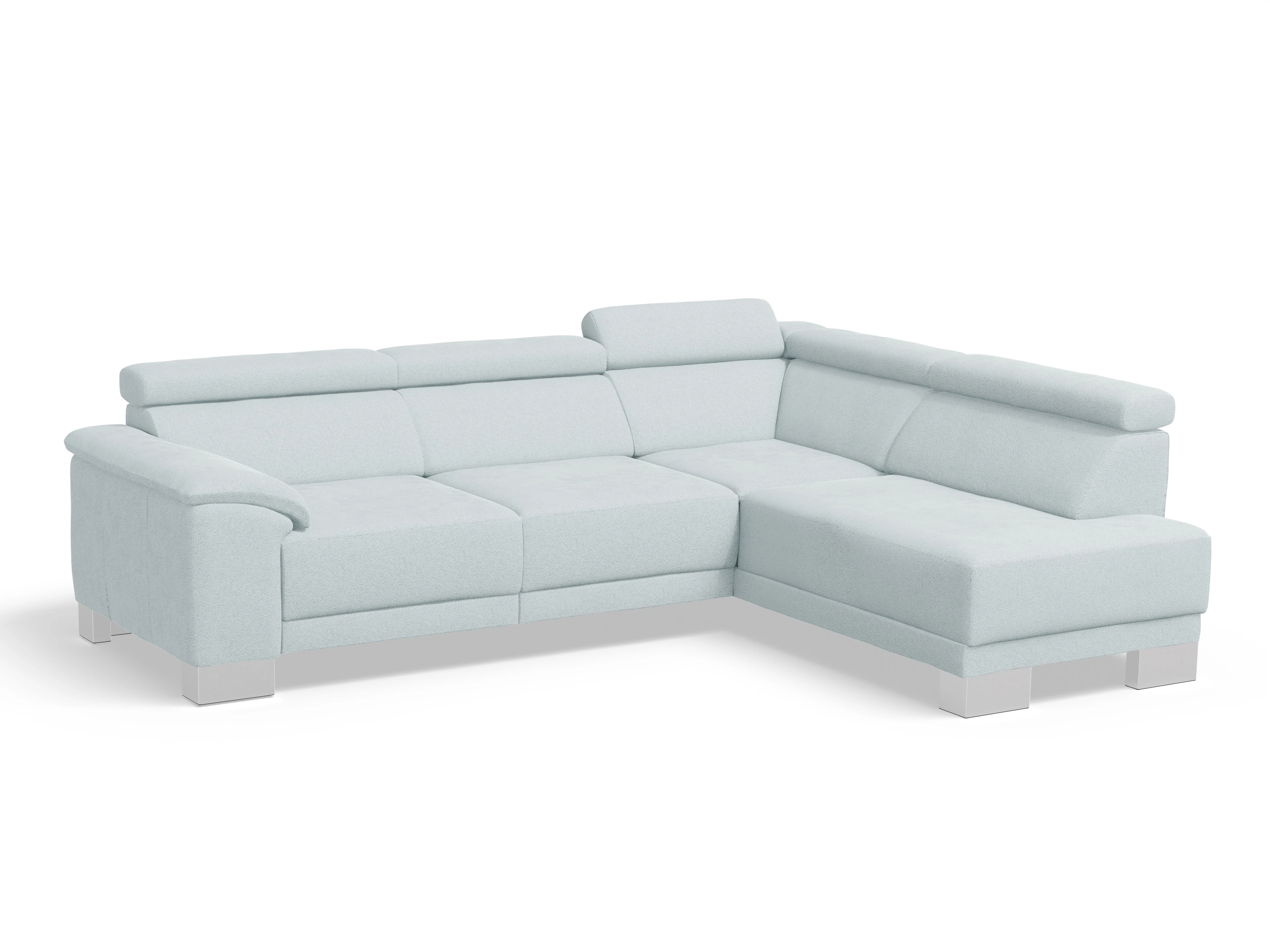 Ansicht des Produktes Antonio Ecksofa rechts Abschluss offen in Stoff Blau
