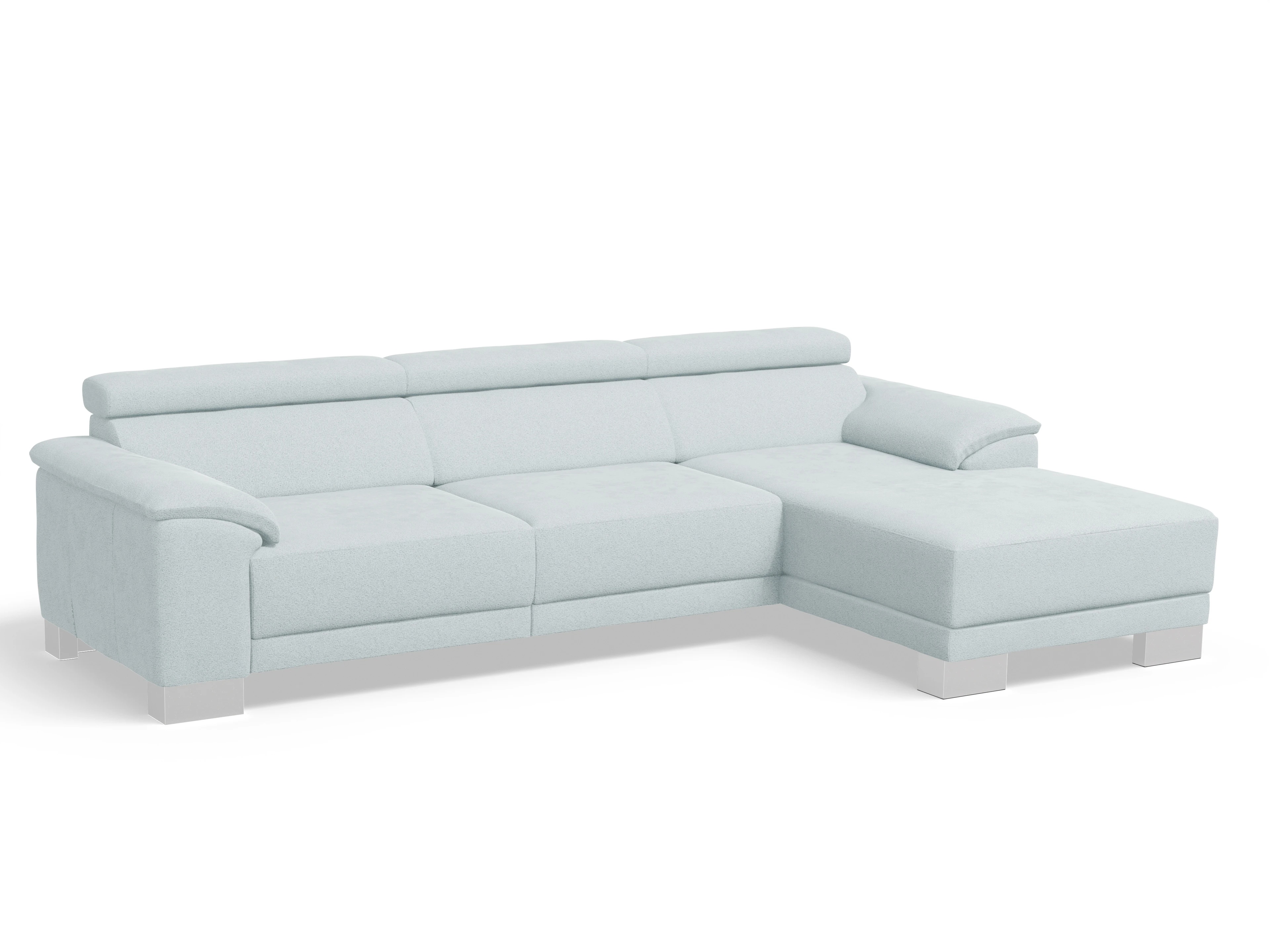 Ansicht des Produktes Antonio Ecksofa rechts Abschluss offen in Stoff Blau