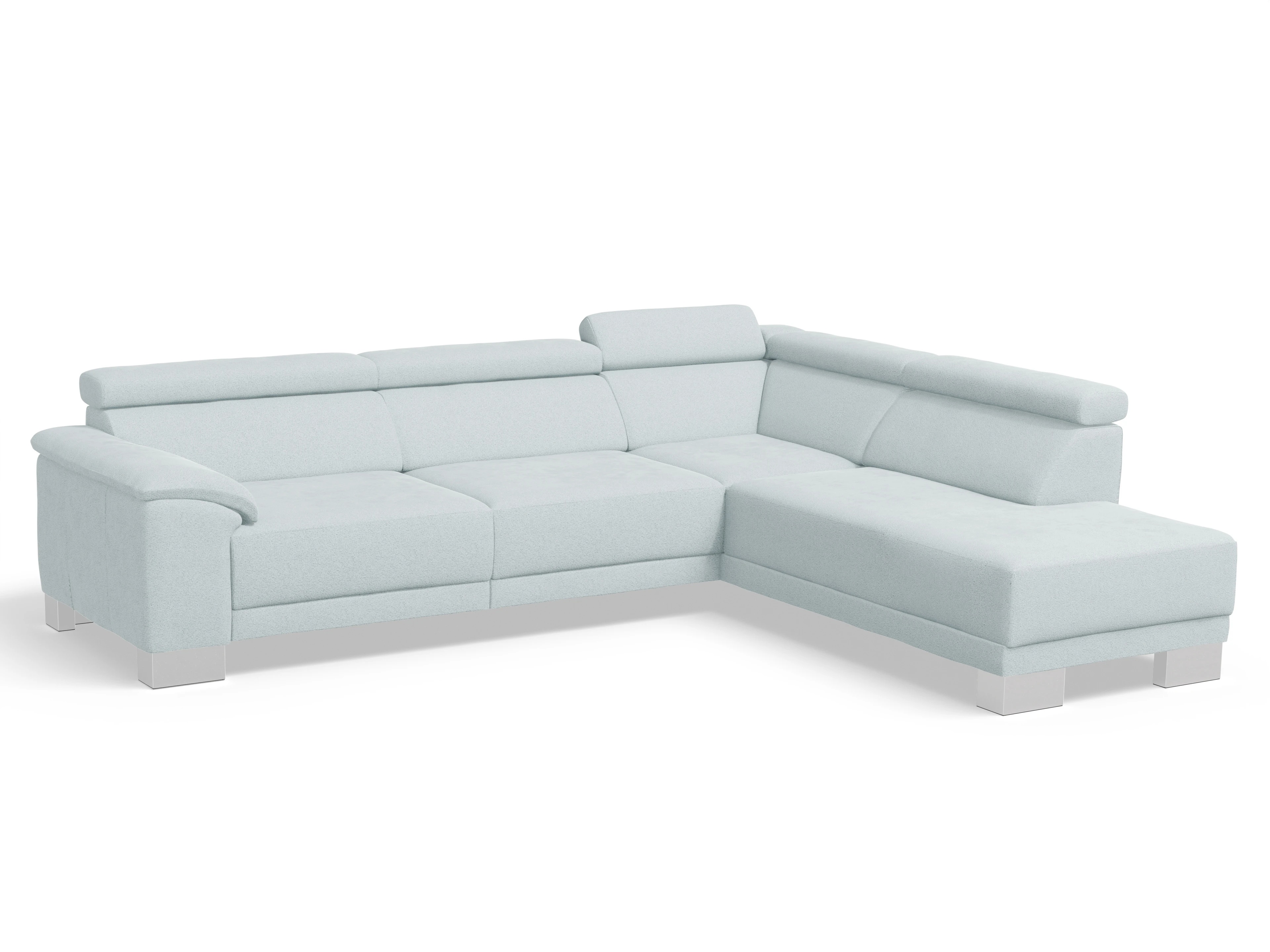 Ansicht des Produktes Antonio Ecksofa rechts Abschluss offen in Stoff Blau
