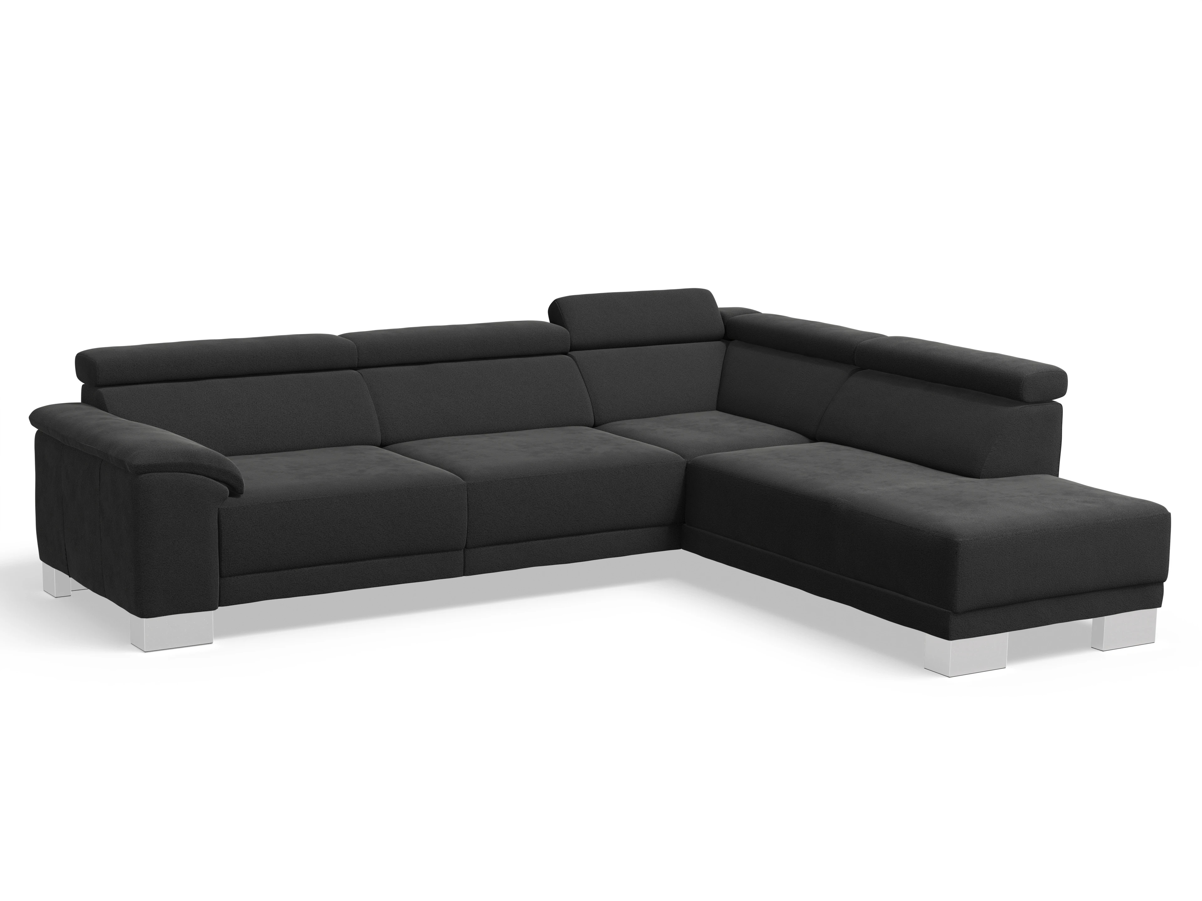 Ansicht des Produktes Antonio Ecksofa rechts Abschluss offen in Stoff Schwarz