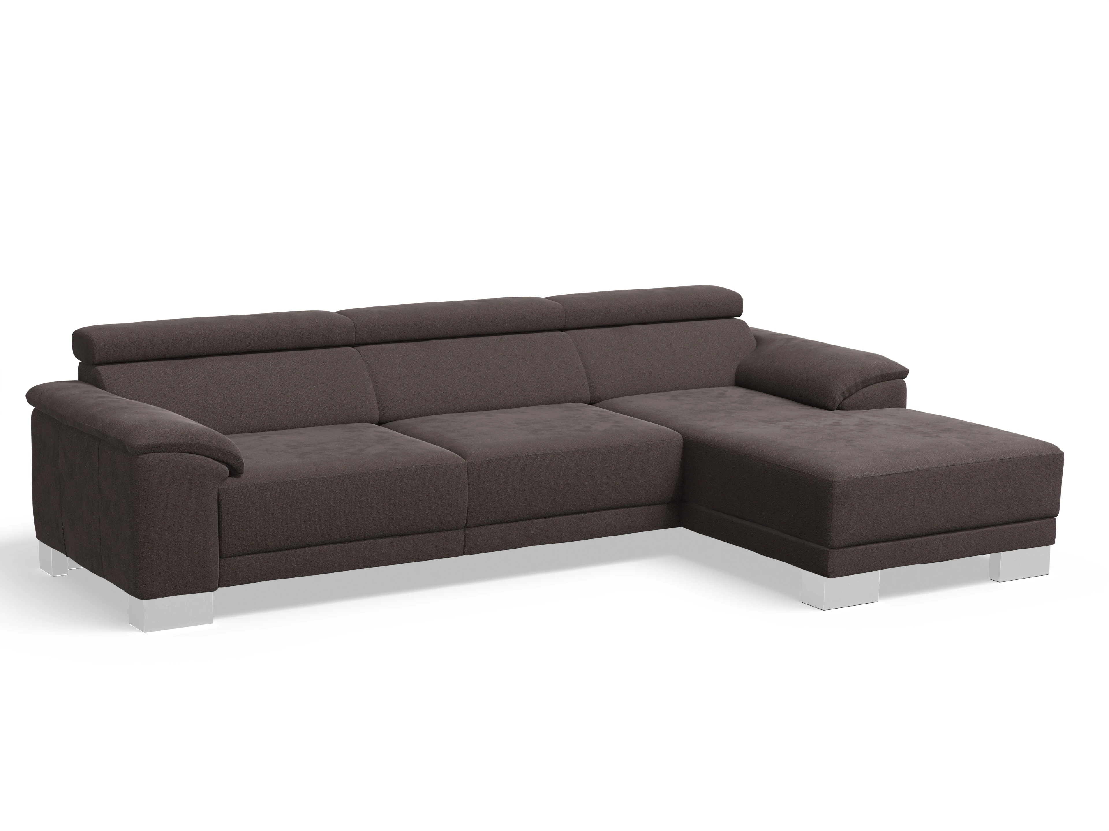 Antonio Ecksofa LO Large R Ansicht des Produktes Antonio Ecksofa rechts Abschluss offen in Stoff Braun