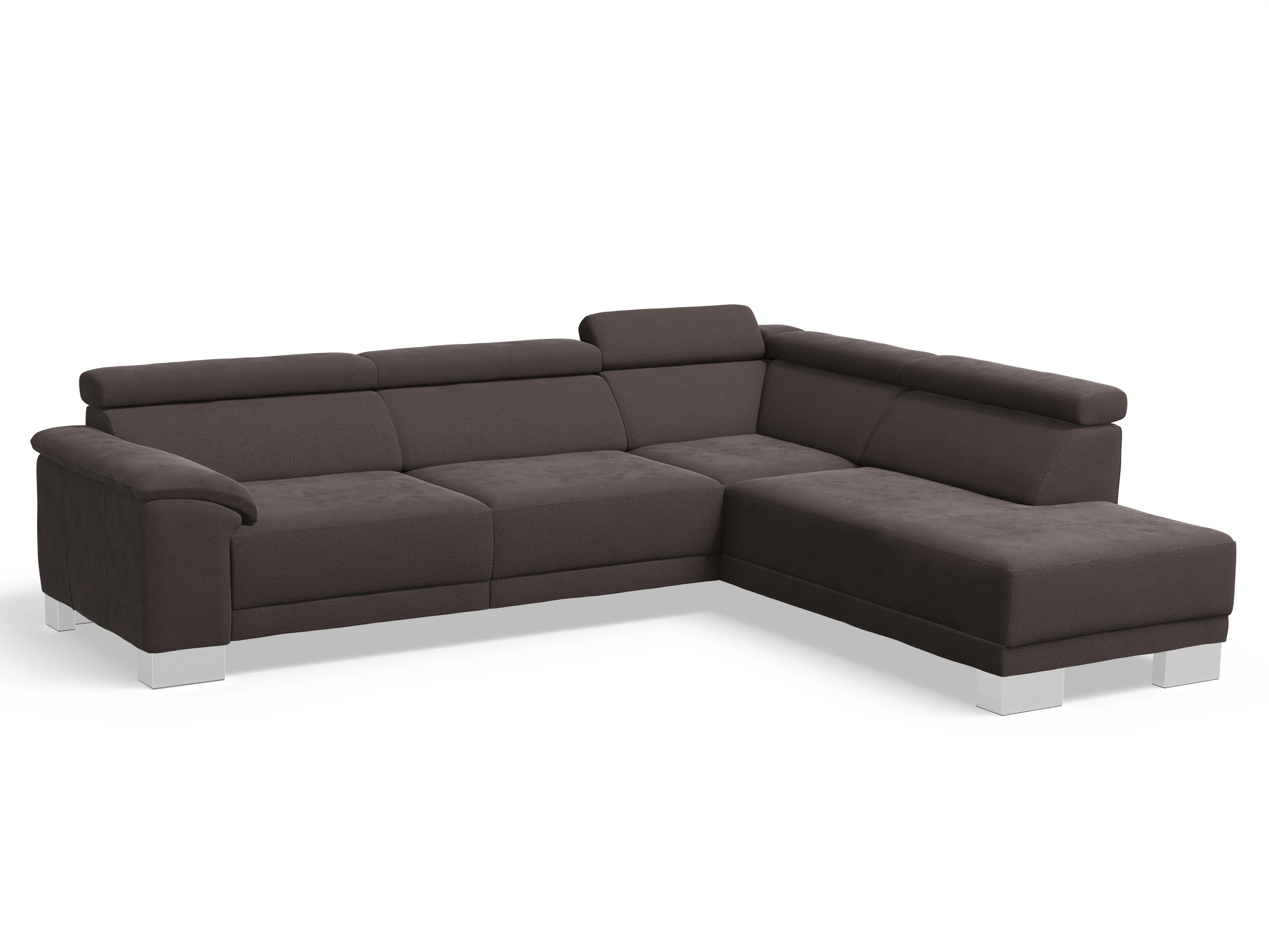 Antonio Ecksofa UM Large Plus R Ansicht des Produktes Antonio Ecksofa rechts Abschluss offen in Stoff Braun