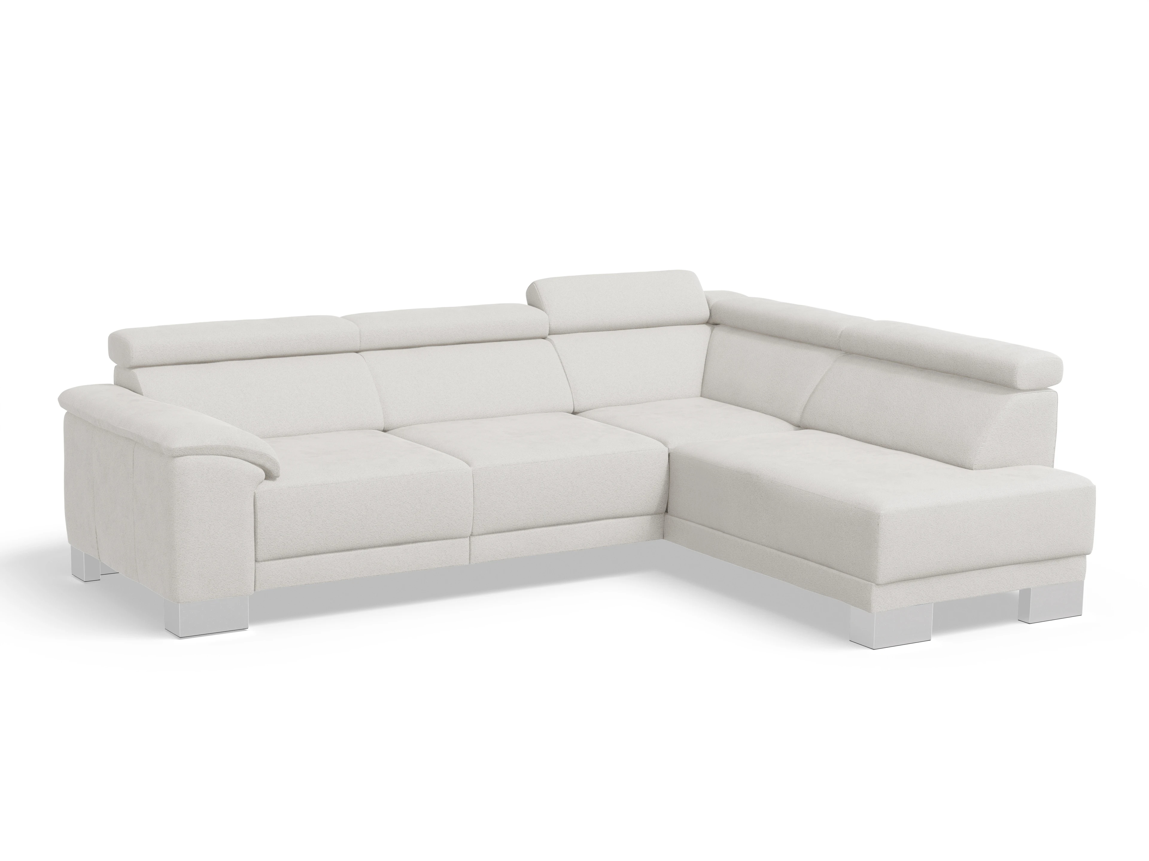Antonio Ecksofa UM Medium R Ansicht des Produktes Antonio Ecksofa rechts Abschluss offen in Stoff Beige