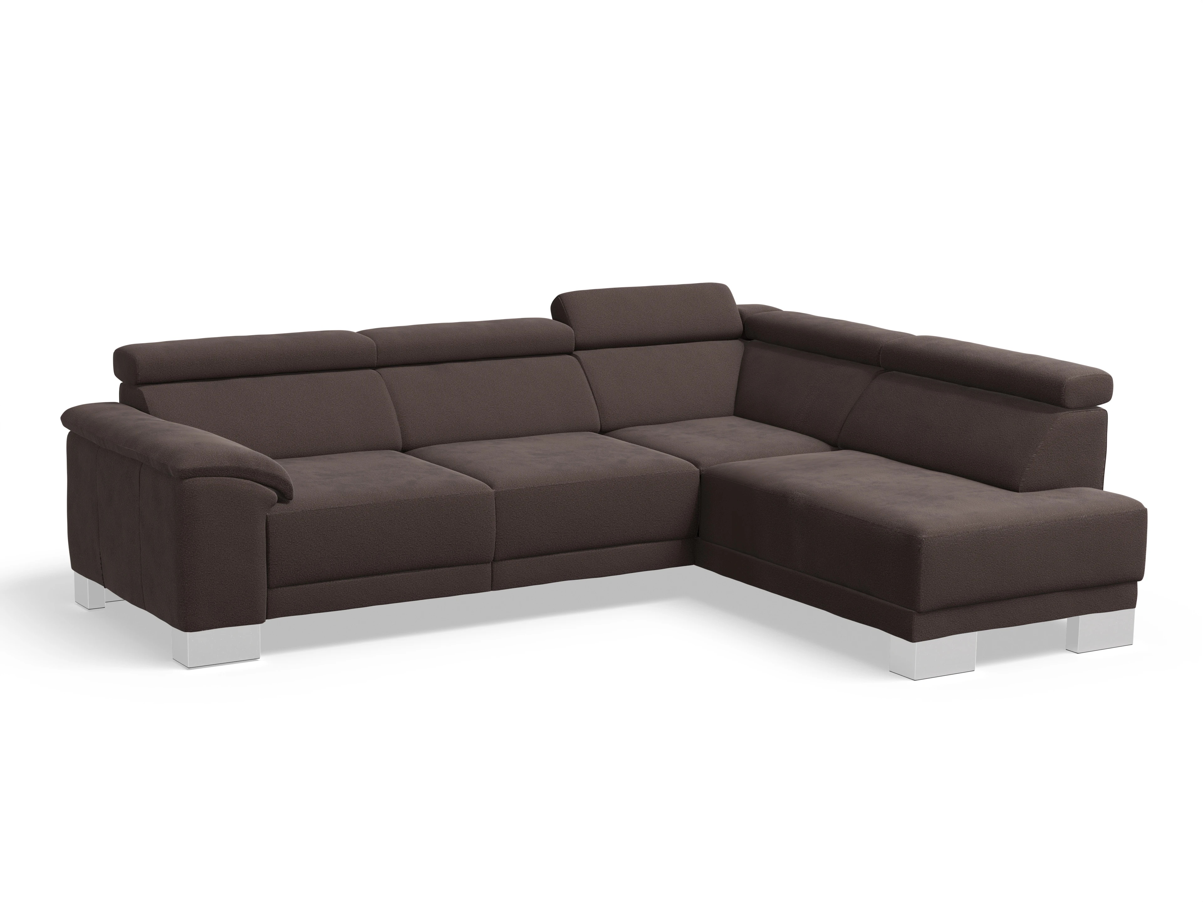 Ansicht des Produktes Antonio Ecksofa rechts Abschluss offen in Stoff Braun