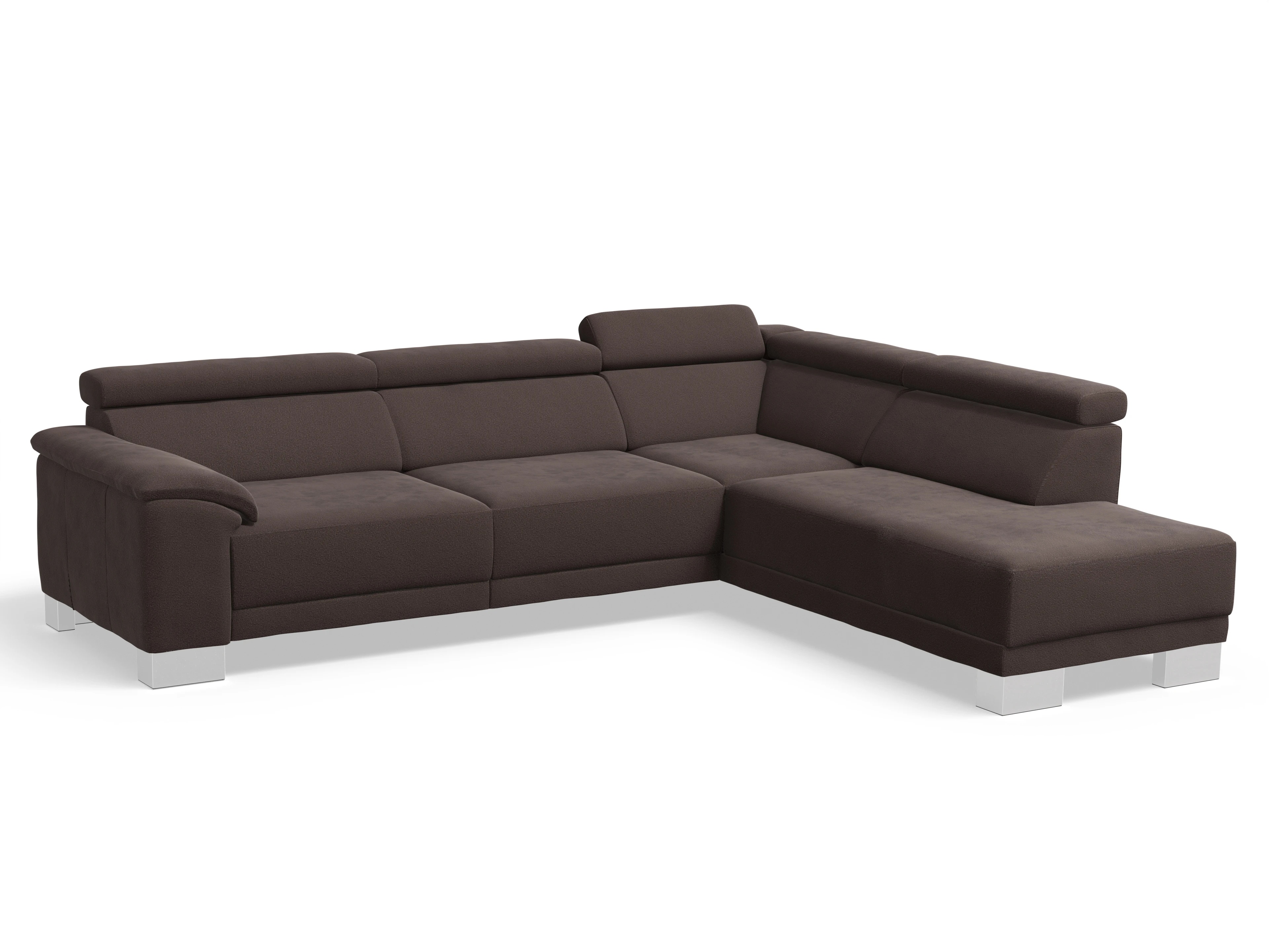 Antonio Ecksofa UM Large Plus R Ansicht des Produktes Antonio Ecksofa rechts Abschluss offen in Stoff Braun