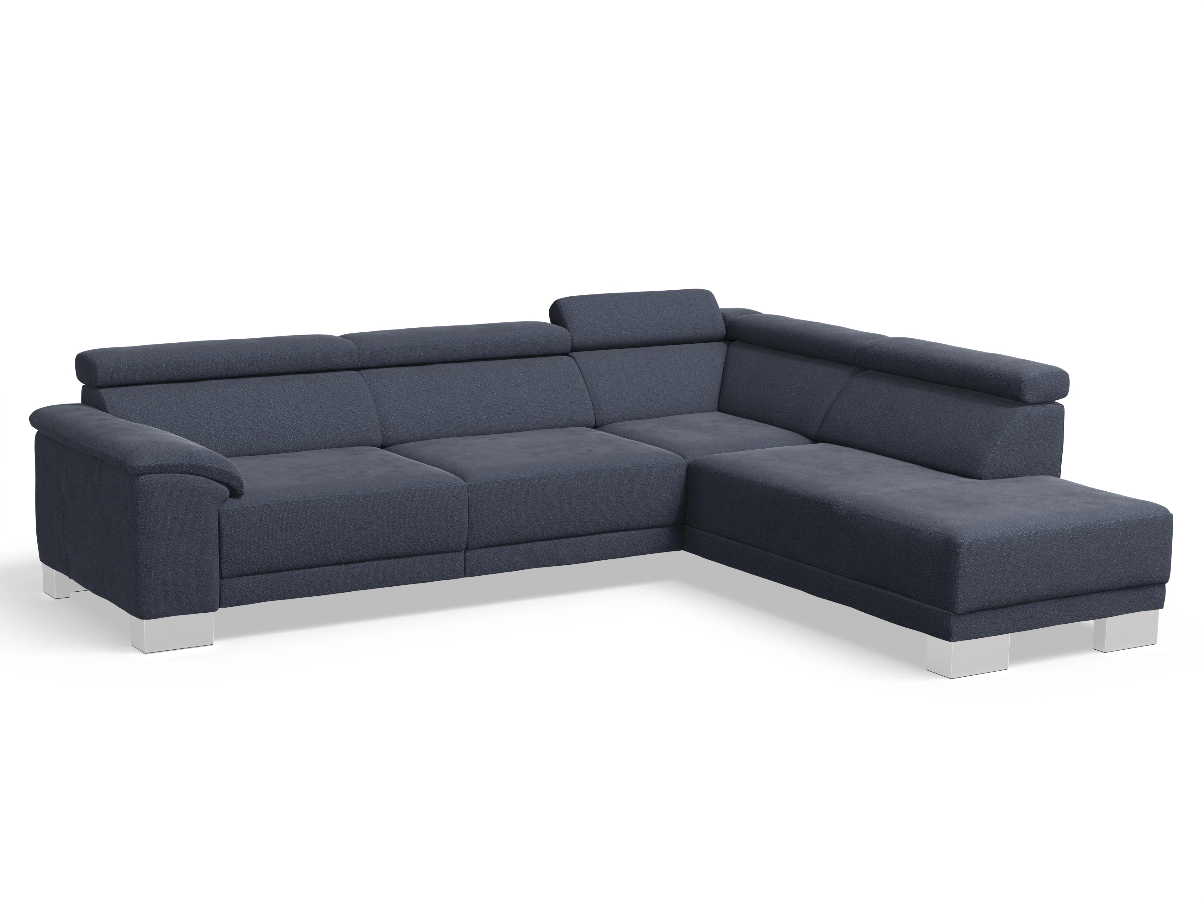 Antonio Ecksofa UM Large Plus R Ansicht des Produktes Antonio Ecksofa rechts Abschluss offen in Stoff Blau