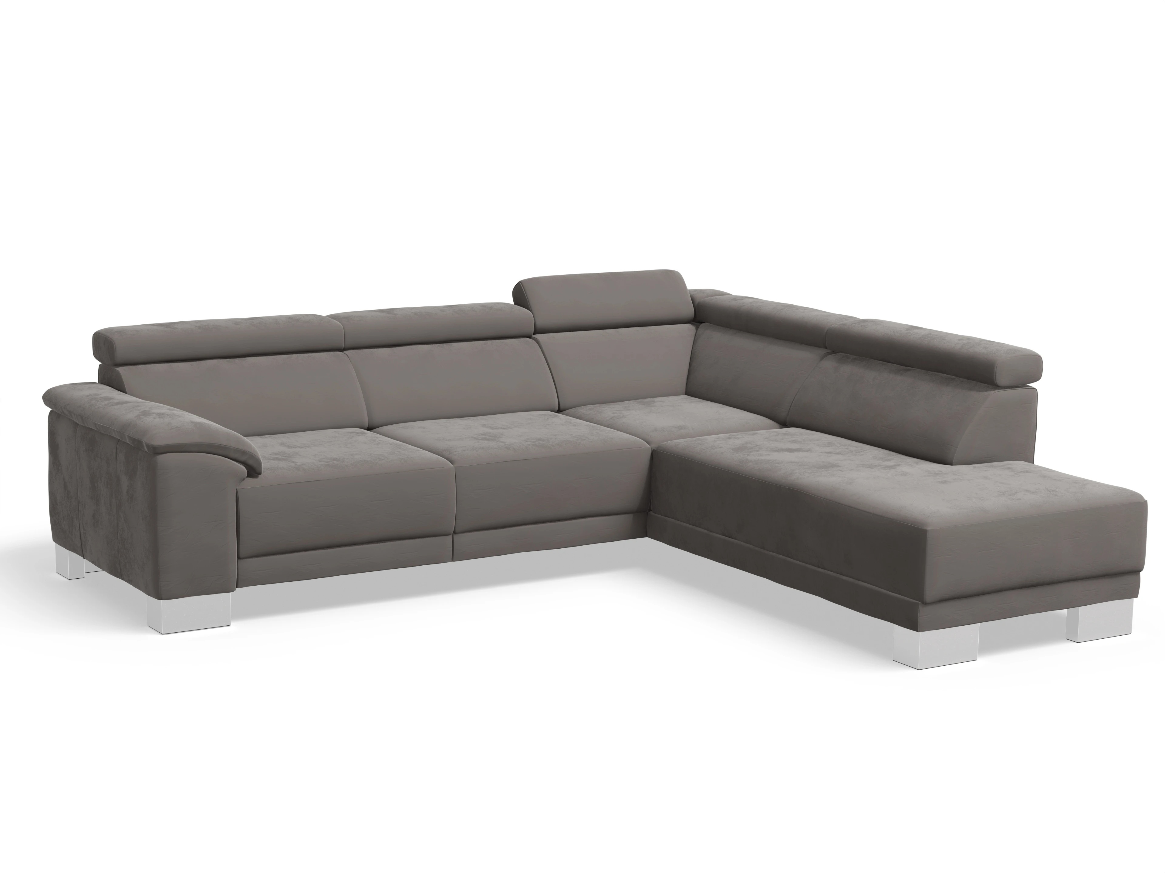 Antonio Ecksofa UM Medium Plus R Ansicht des Produktes Antonio Ecksofa rechts Abschluss offen in Stoff Grau