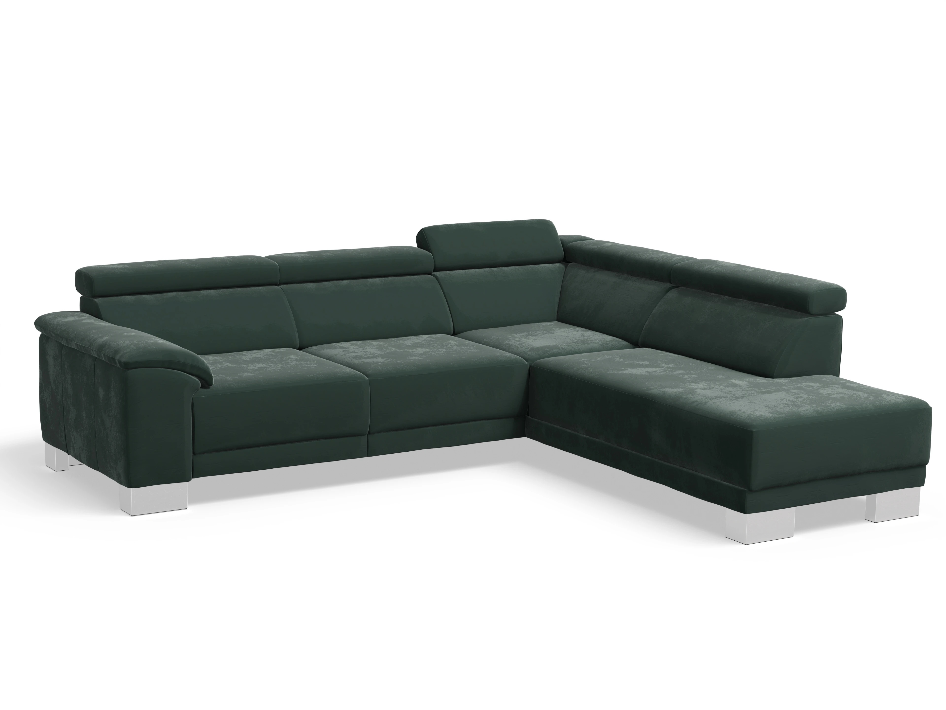 Antonio Ecksofa UM Medium Plus R Ansicht des Produktes Antonio Ecksofa rechts Abschluss offen in Stoff Grün