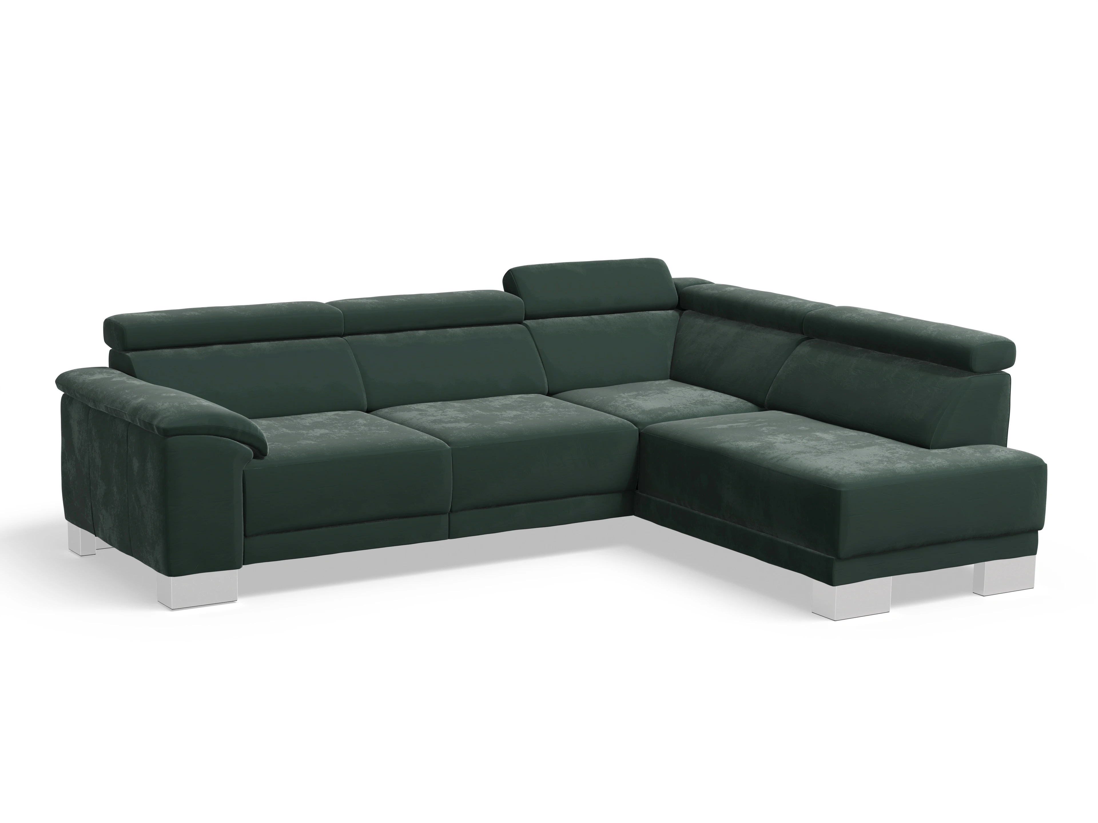Antonio Ecksofa UM Medium R Ansicht des Produktes Antonio Ecksofa rechts Abschluss offen in Stoff Grün