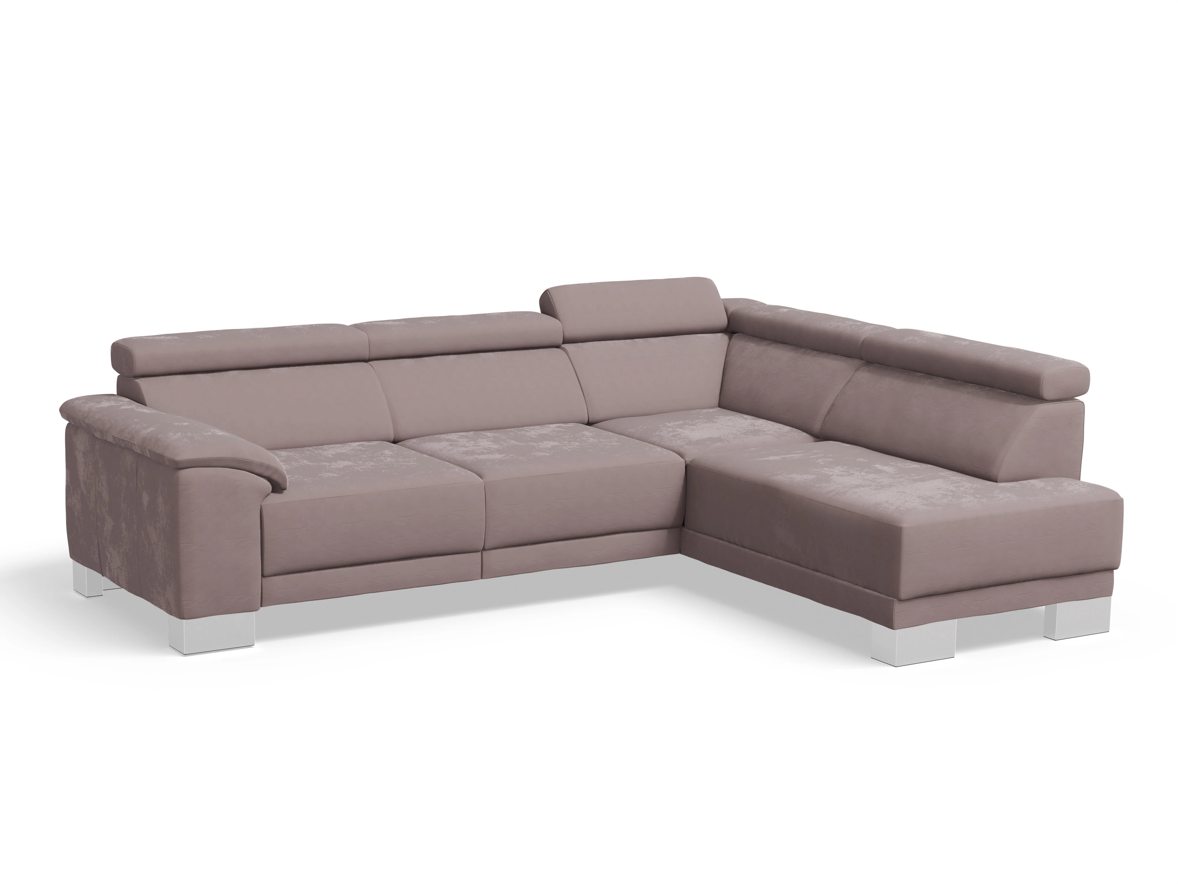 Antonio Ecksofa UM Medium R Ansicht des Produktes Antonio Ecksofa rechts Abschluss offen in Stoff Rosa