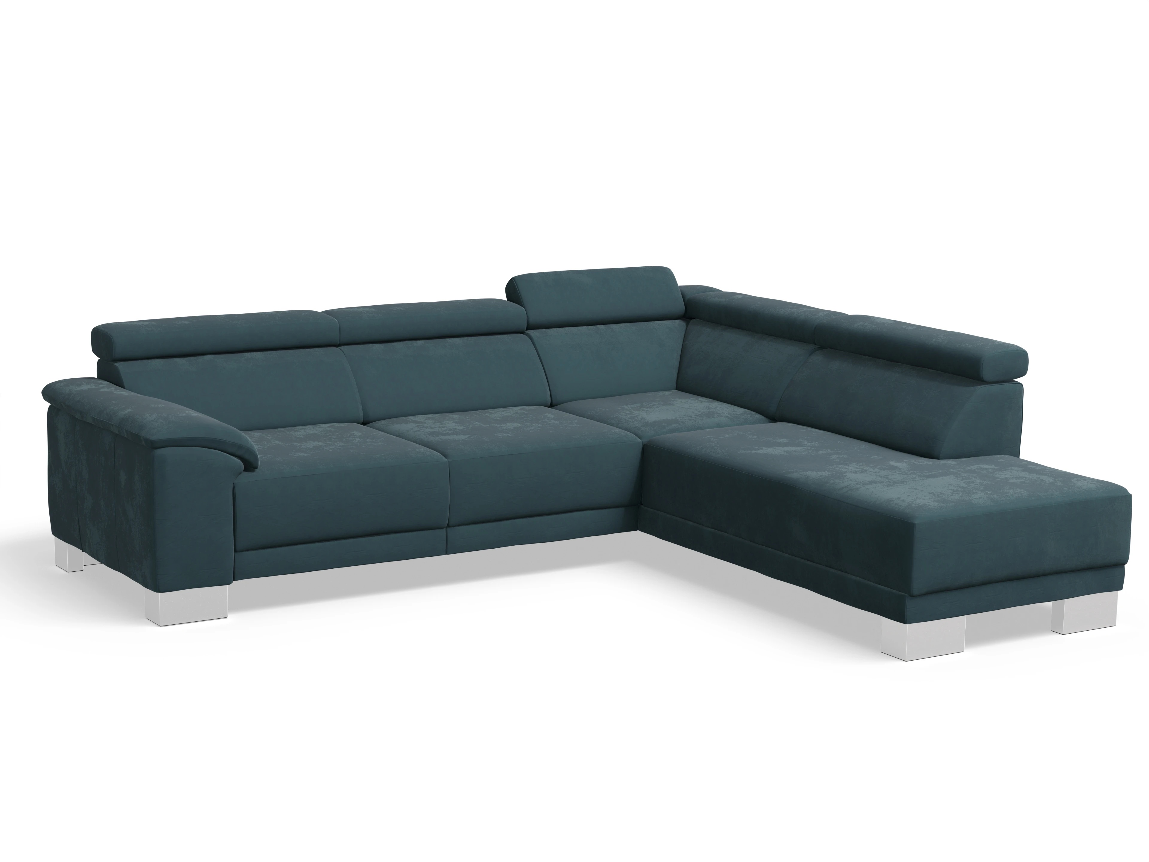 Ansicht des Produktes Antonio Ecksofa rechts Abschluss offen in Stoff Blau