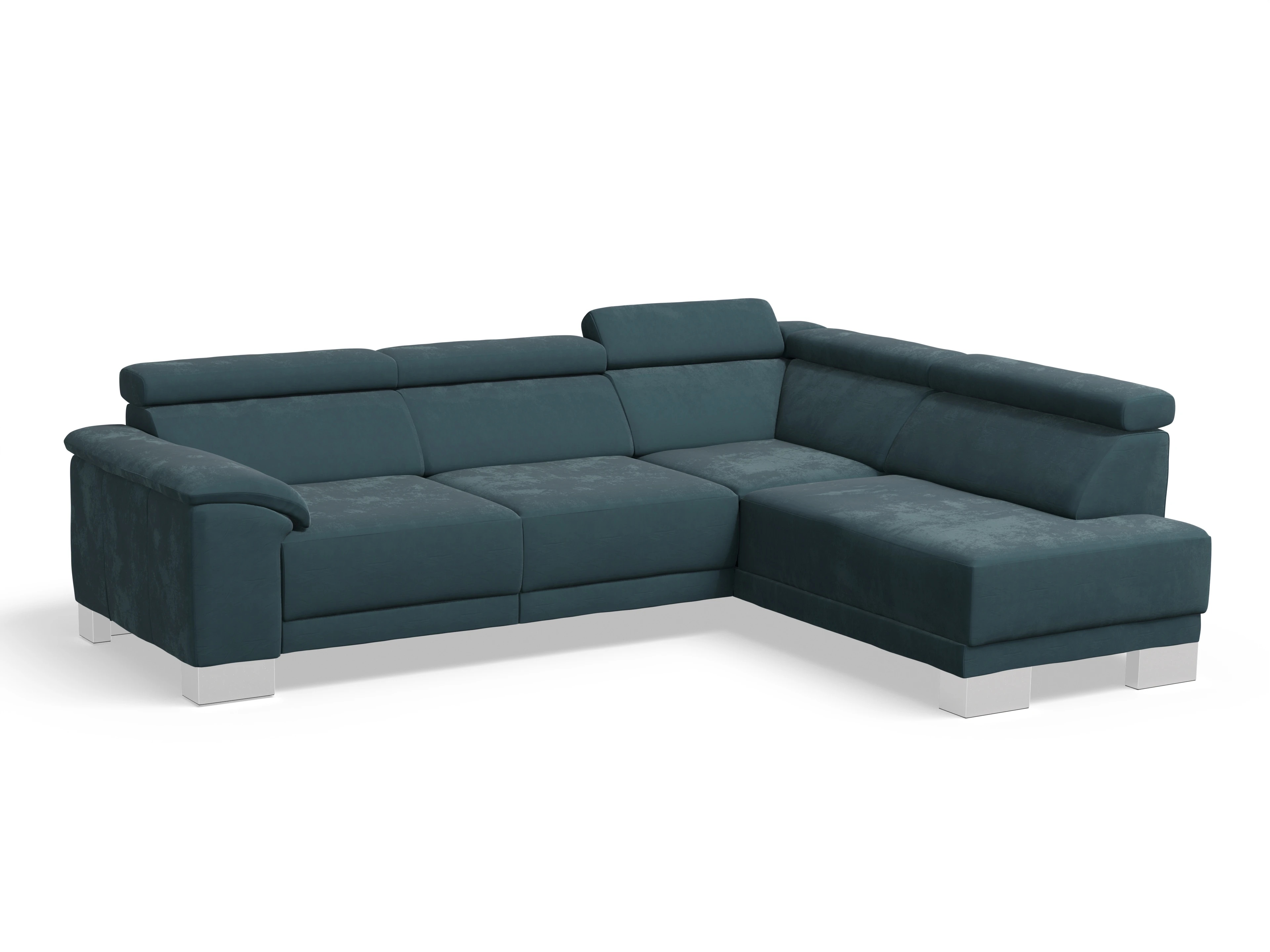 Ansicht des Produktes Antonio Ecksofa rechts Abschluss offen in Stoff Blau
