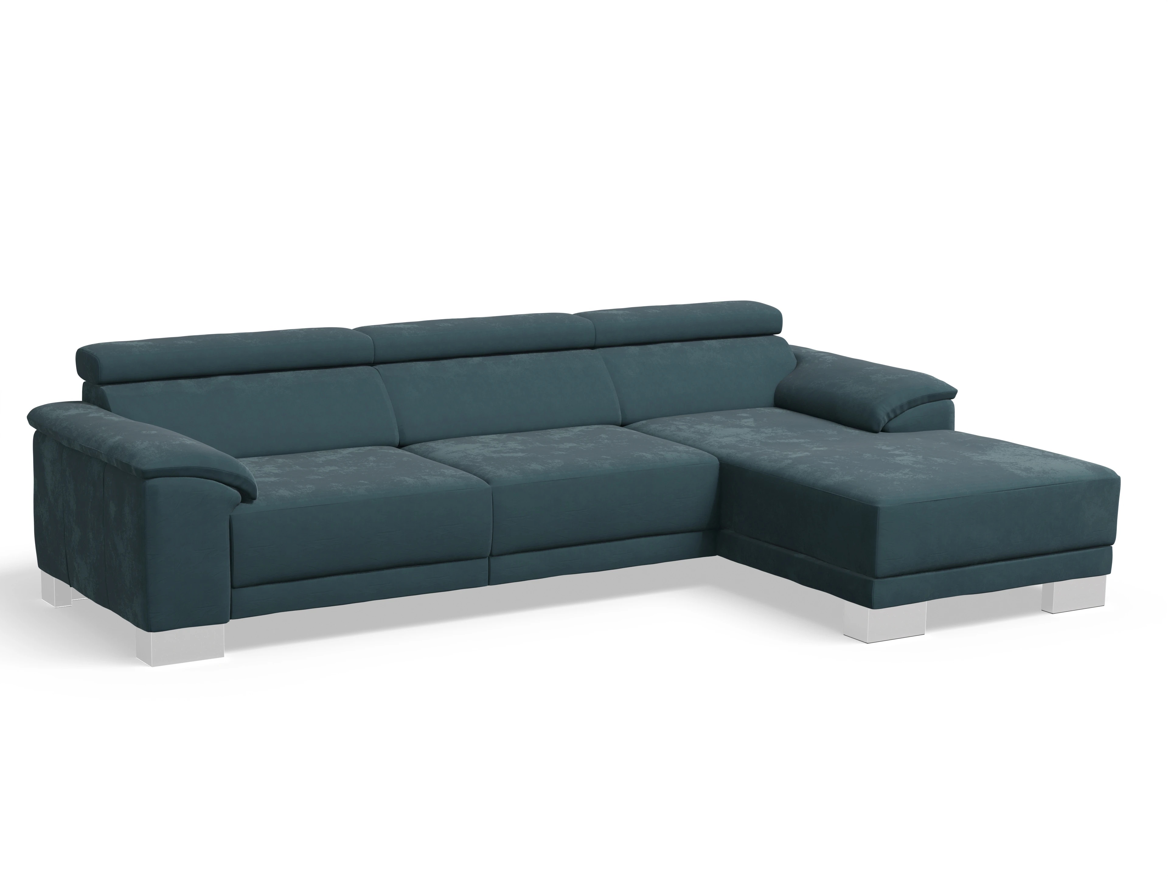 Ansicht des Produktes Antonio Ecksofa rechts Abschluss offen in Stoff Blau