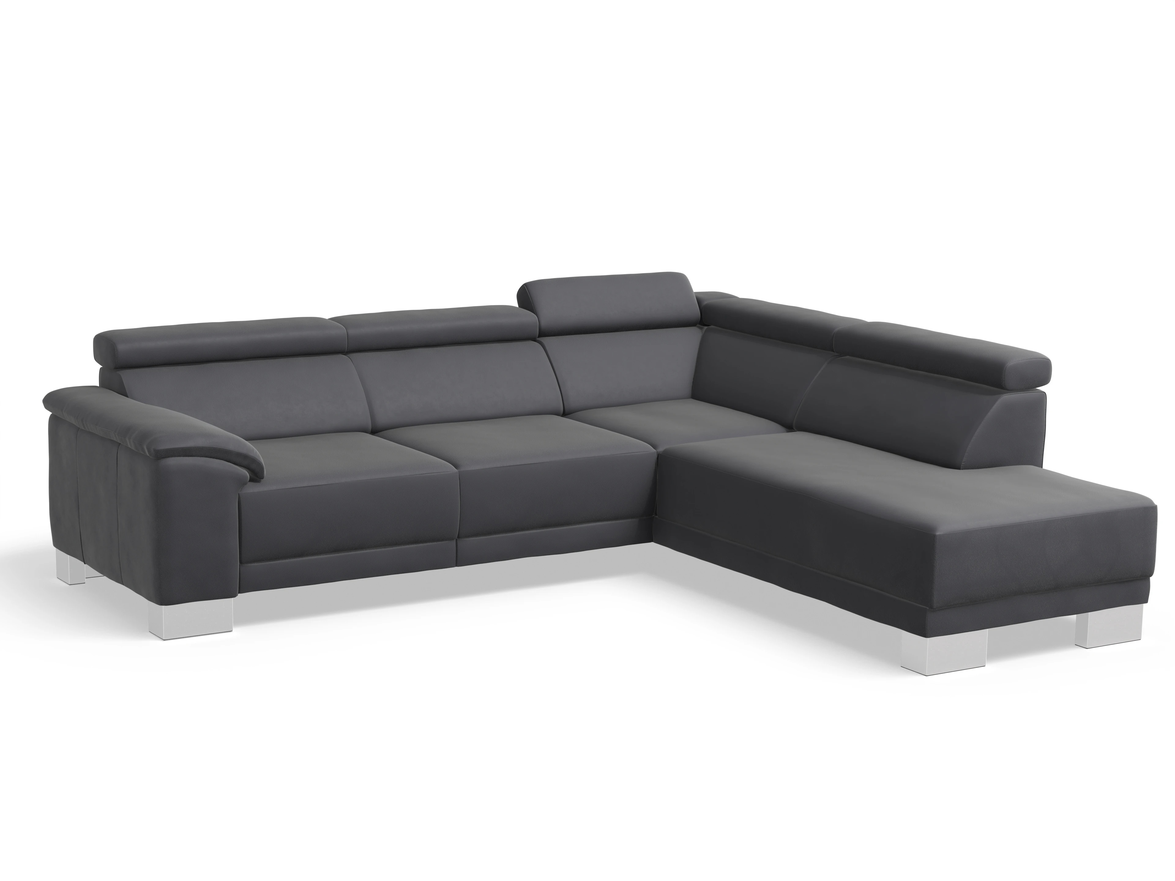 Ansicht des Produktes Antonio Ecksofa rechts Abschluss offen in Leder Grau