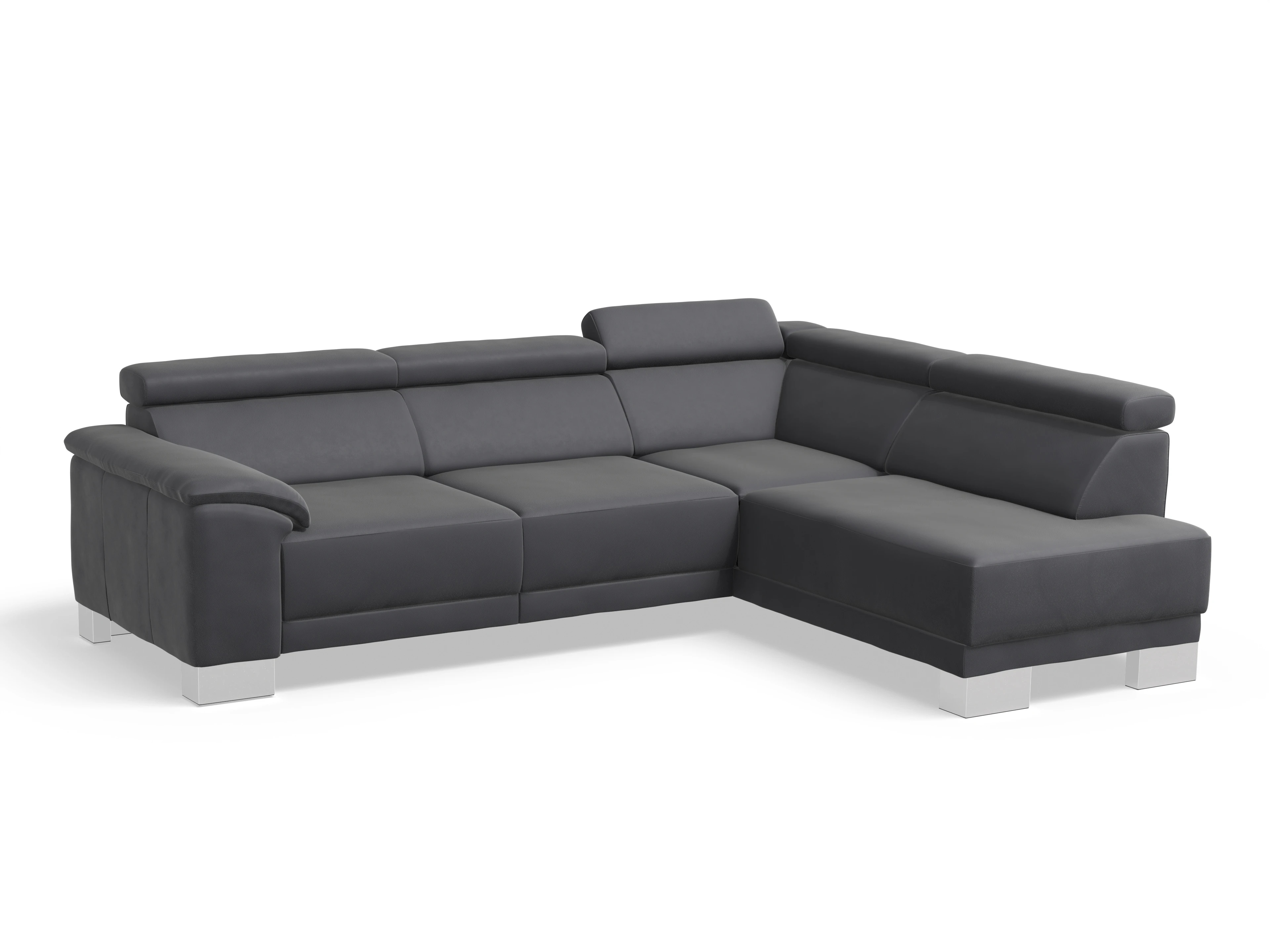 Ansicht des Produktes Antonio Ecksofa rechts Abschluss offen in Leder Grau