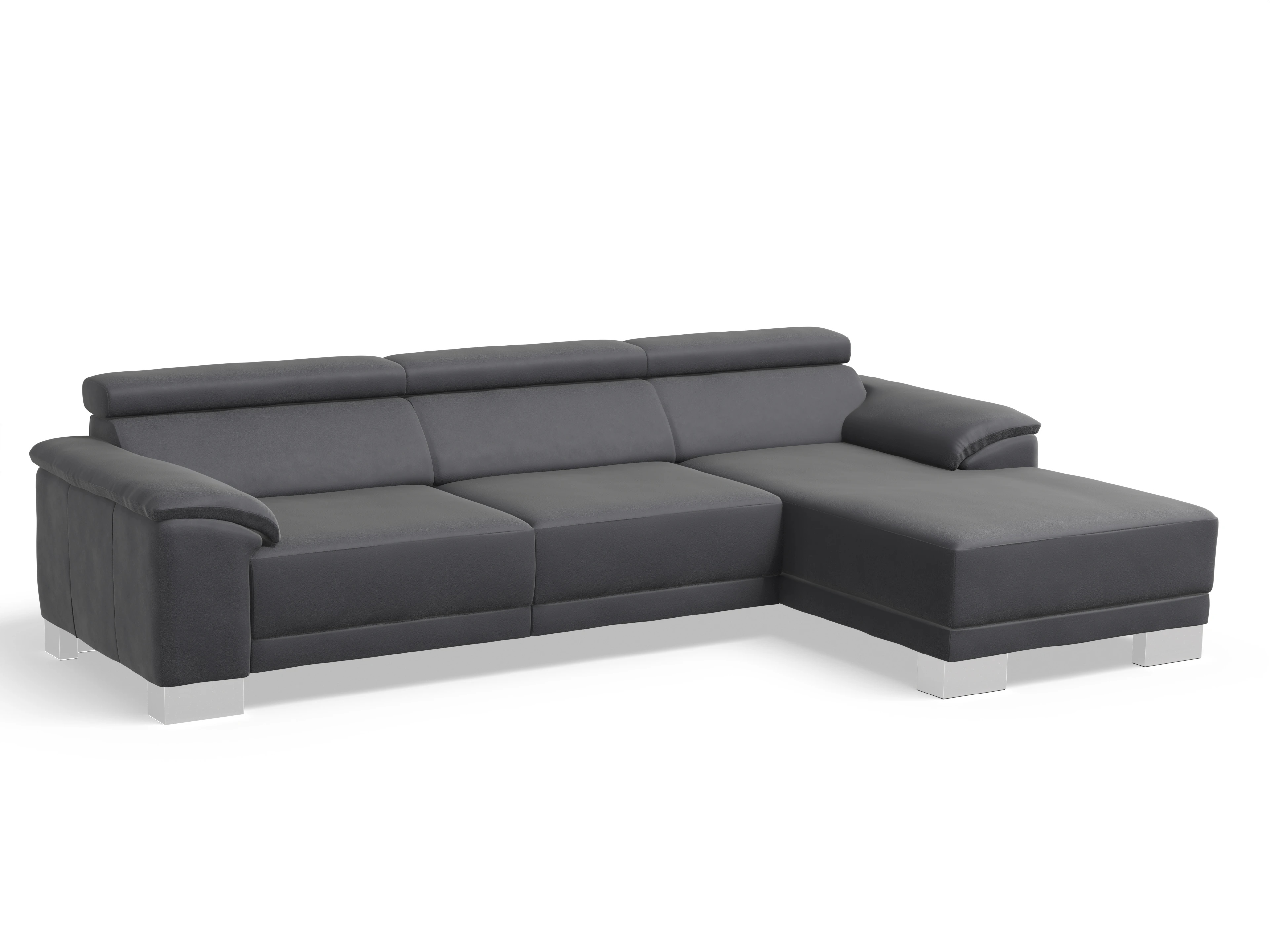 Ansicht des Produktes Antonio Ecksofa rechts Abschluss offen in Leder Grau