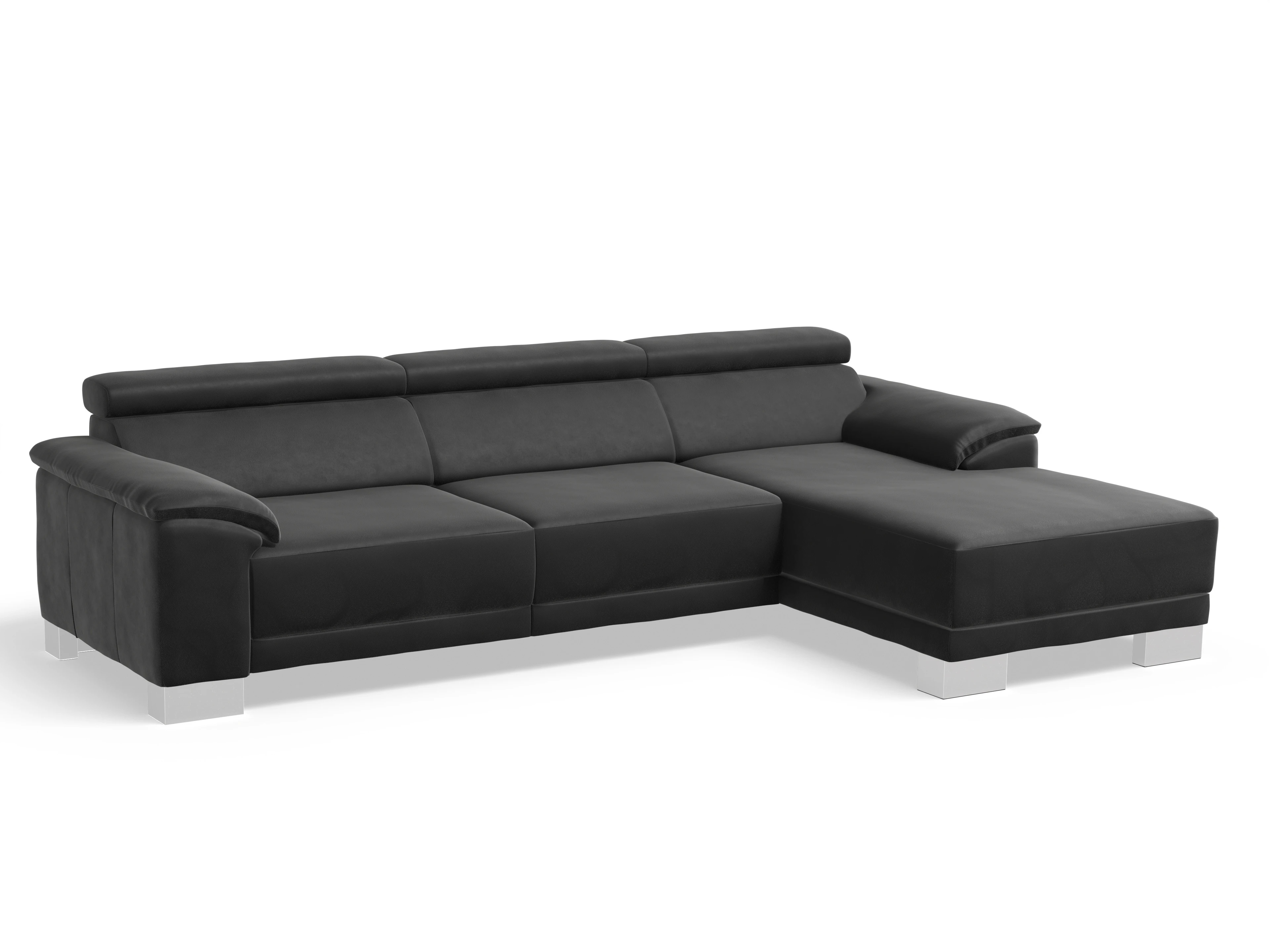 Antonio Ecksofa LO Large R Ansicht des Produktes Antonio Ecksofa rechts Abschluss offen in Leder Grau